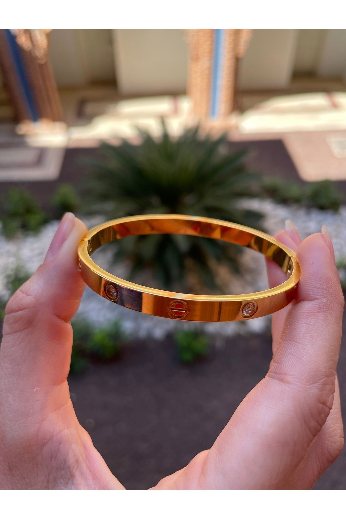 inSade Concept - Kadın Zirkon Taşlı Paslanmaz Çelik Bileklik Bilezik 18 Cm