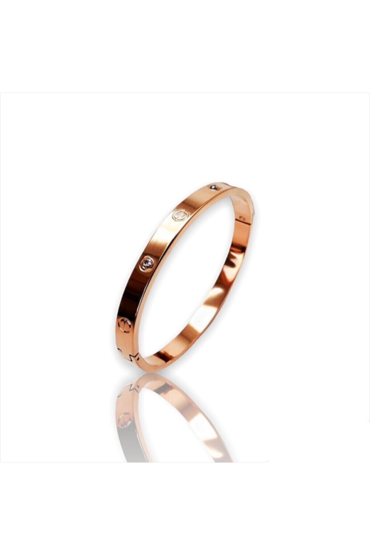 inSade Concept - Kadın Metalik Zirkon Taşlı Paslanmaz Çelik Cartier Bilezik 18 Cm