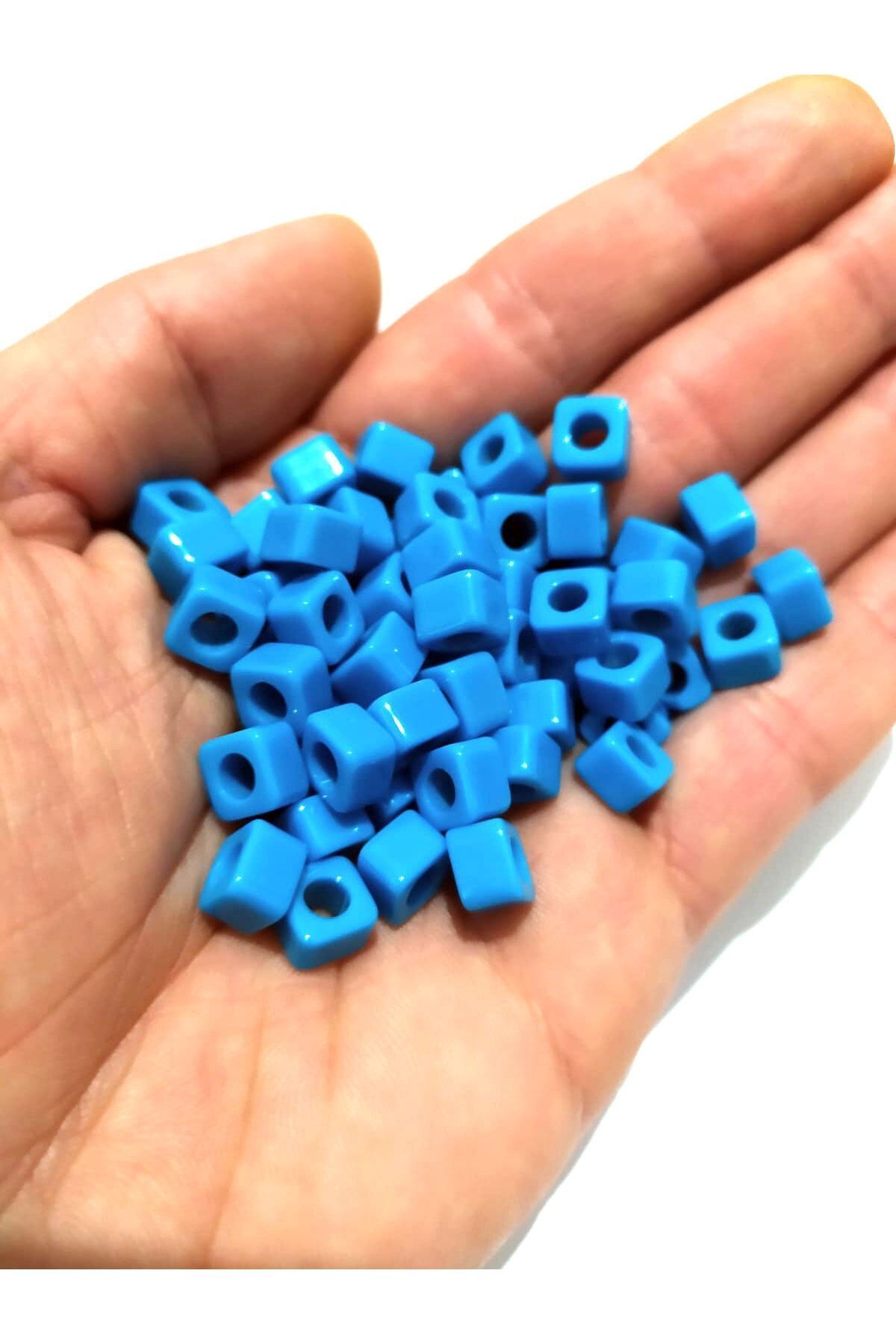 inSade Concept - Takı Yapımı Için Kare Boncuk Mavi - Bodrum Boncuğu 5x7mm 10 Adet