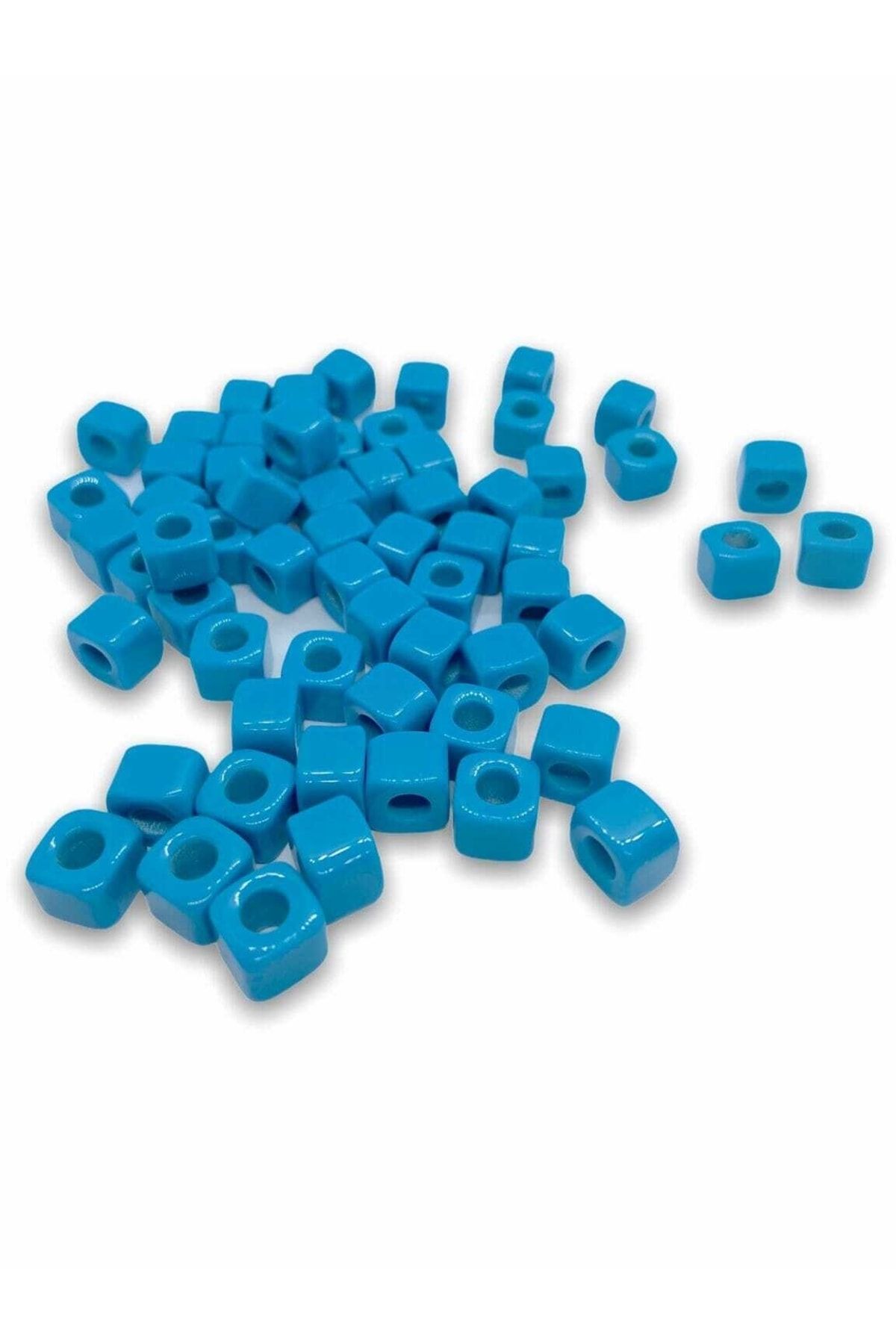 inSade Concept - Takı Yapımı Için Kare Boncuk Mavi - Bodrum Boncuğu 5x7mm 50 Adet
