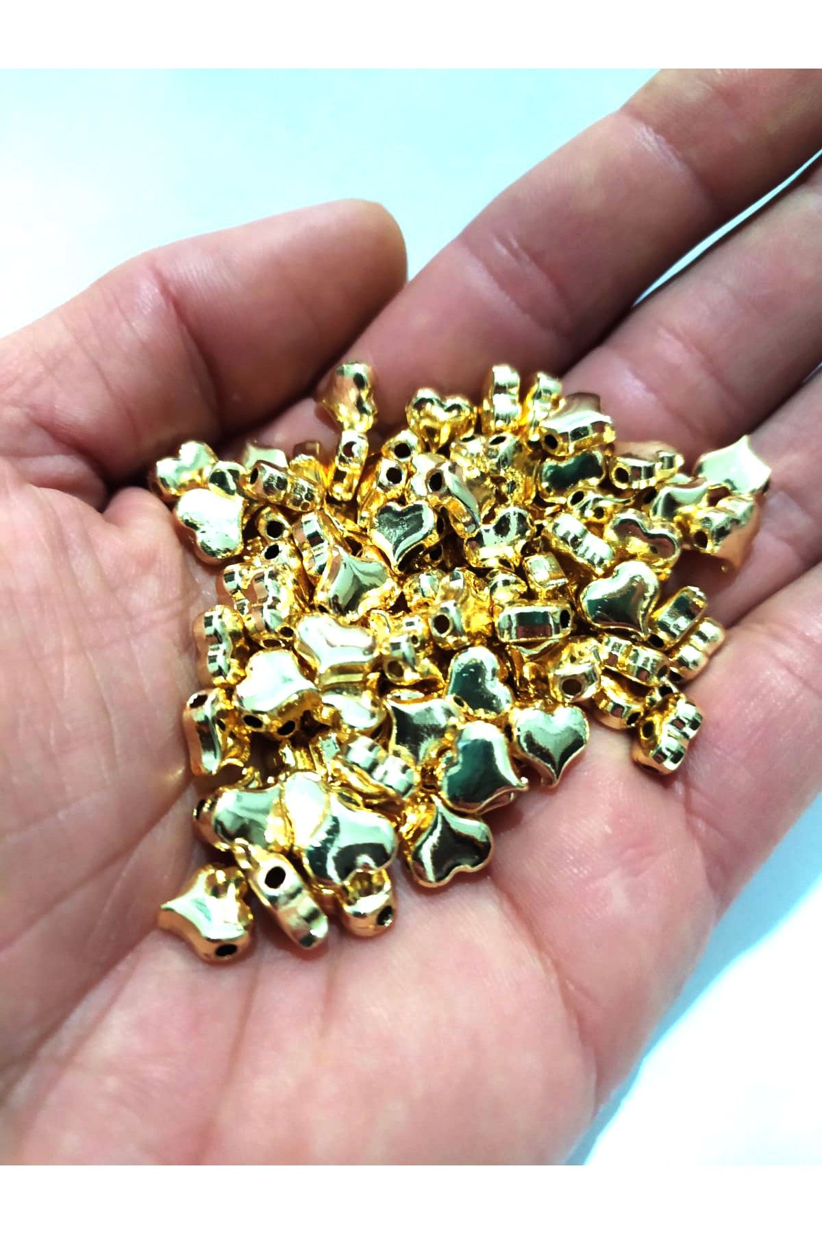 inSade Concept - Takı Yapımı Için 10 Adet Gold Renk Kalp Şans Kolye Bileklik Halhal Ucu