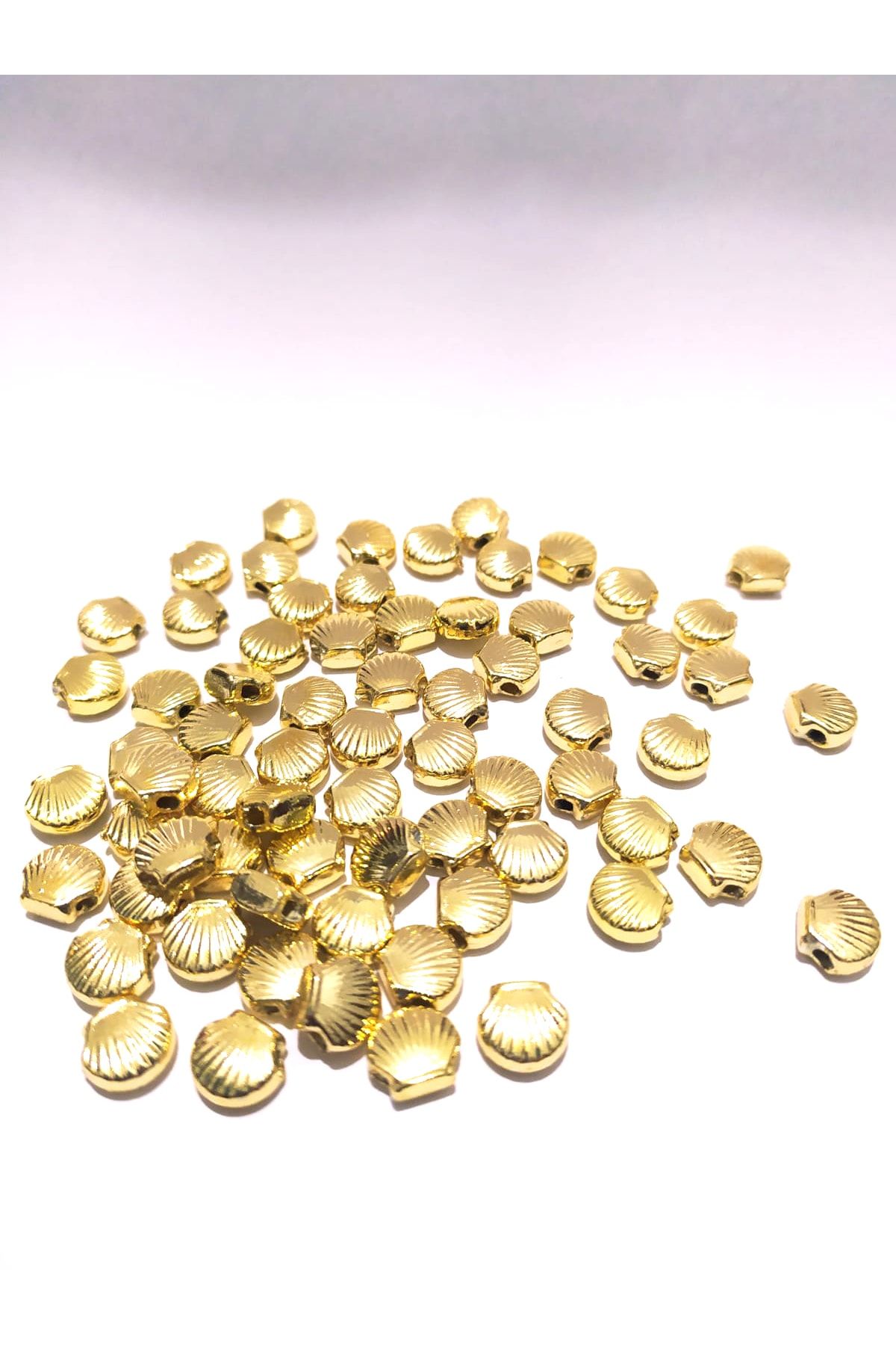 inSade Concept - Takı Yapımı Için 10 Adet Gold Renk Midye Şans Kolye Bileklik Halhal Ucu