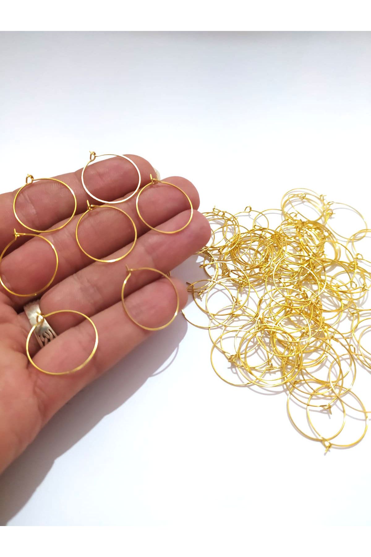 inSade Concept - Takı Yapımı İçin Gold Renk Küpe Halkası 10 Adet - 20mm