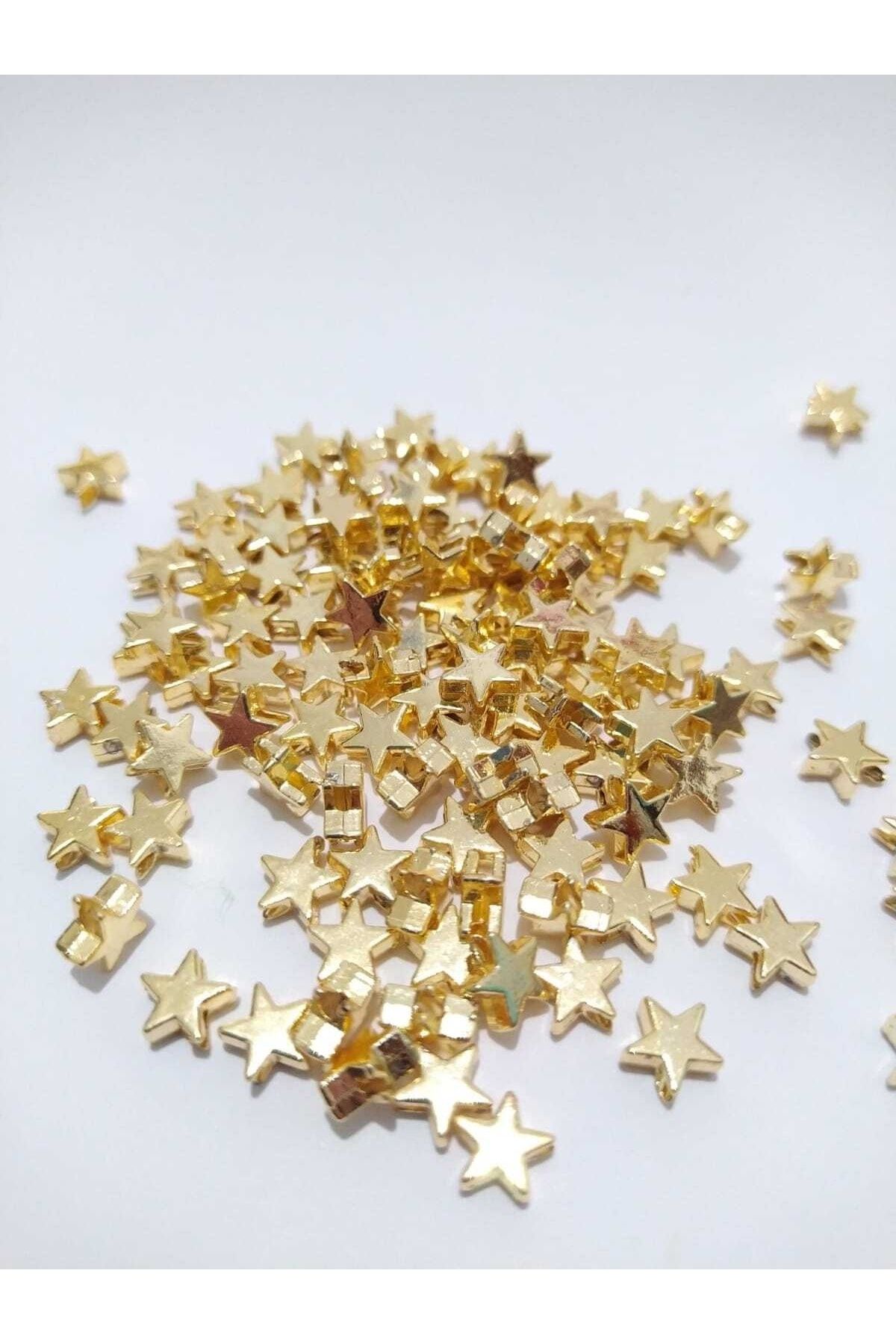 inSade Concept - Takı Yapımı Için 10 Adet Gold Renk Yıldız Burç Şans Kolye Bileklik Halhal Ucu