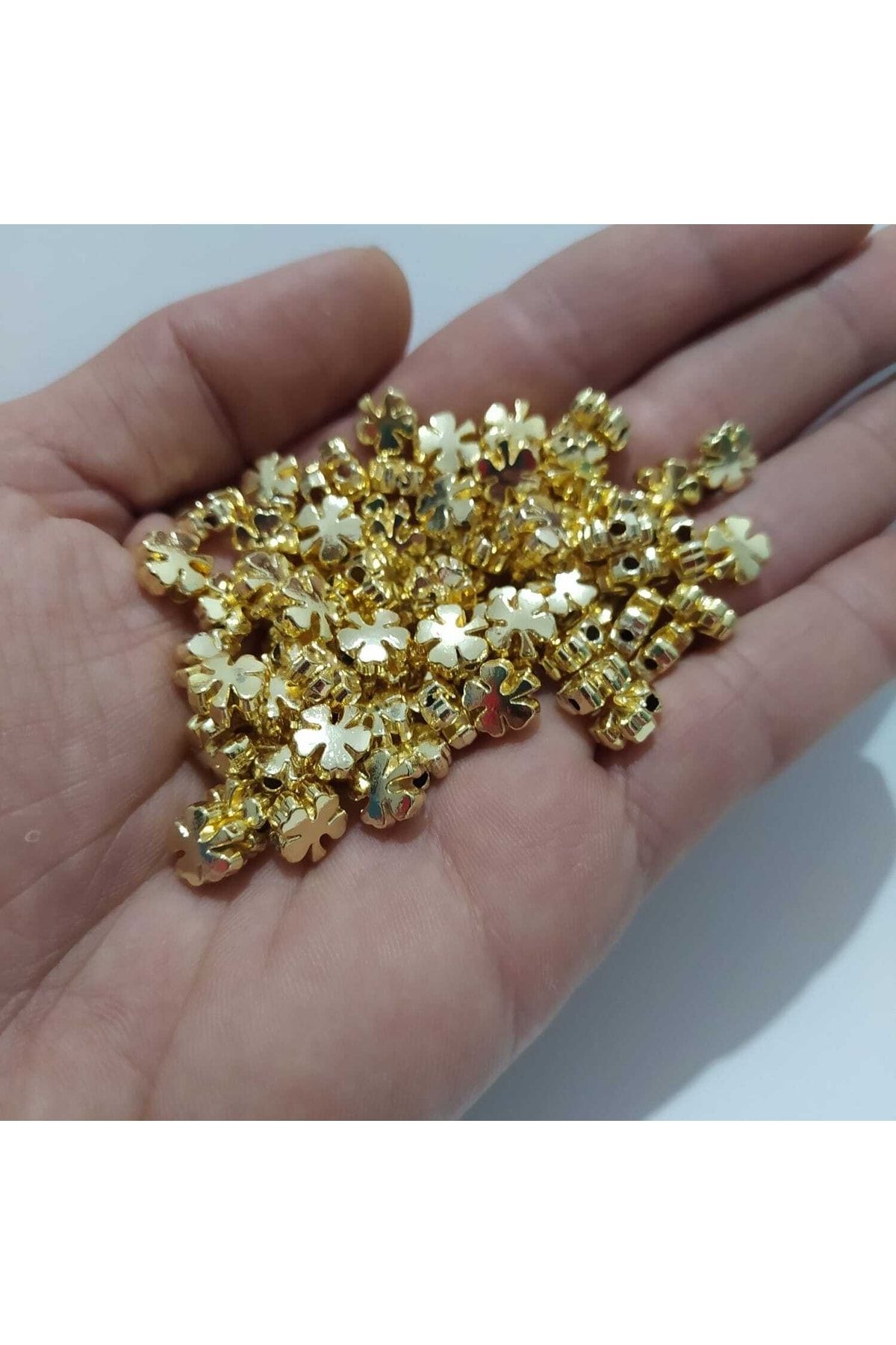 inSade Concept - Takı Yapımı Için 10 Adet Gold Renk Yonca Bereket Şans Kolye Bileklik Halhal Ucu