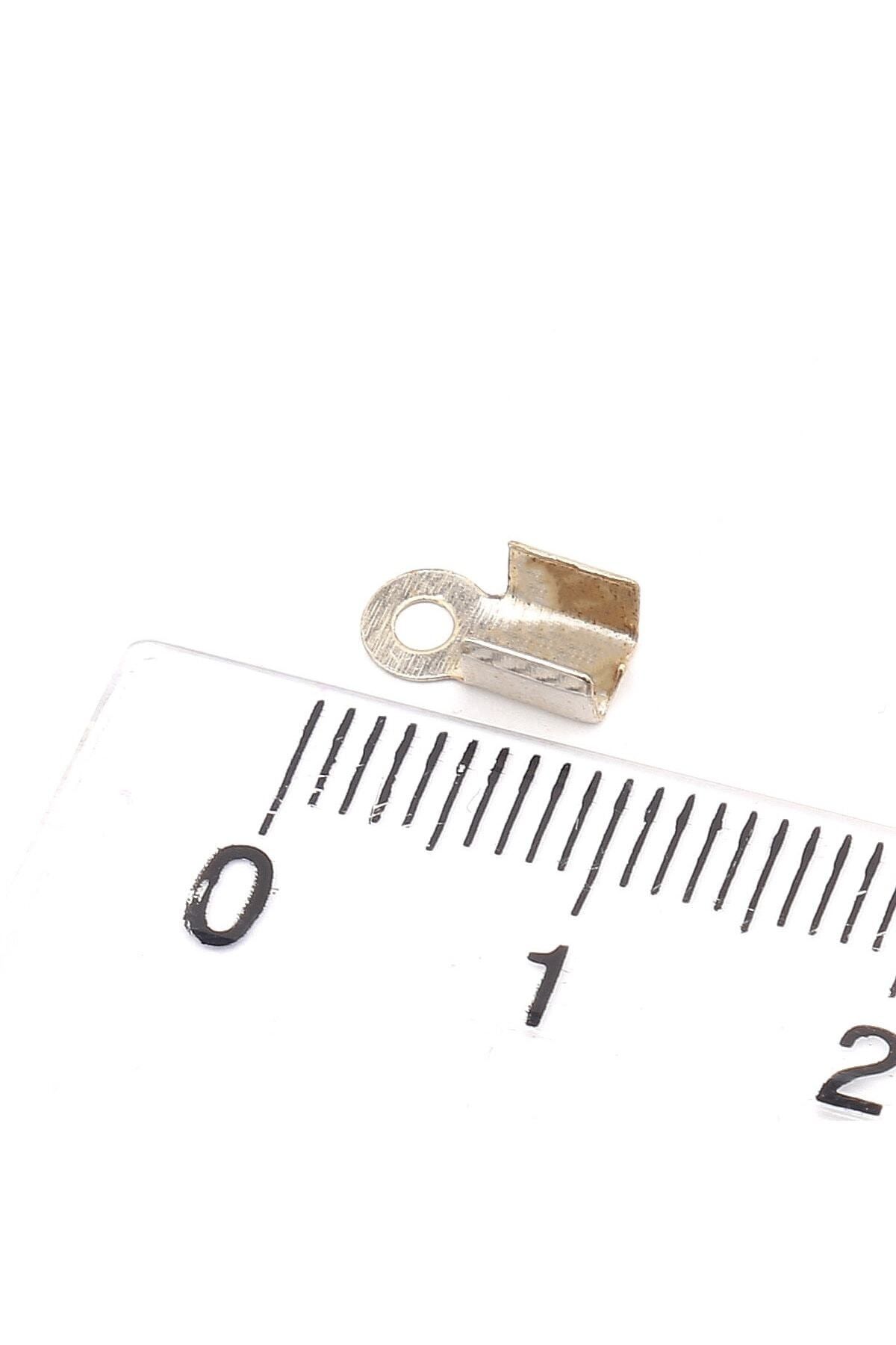 inSade Concept - Takı Yapımı Için 10 Adet 9x3mm Gümüş Kaplama Bağlantı Sıkıştırma Ip Bağlantı Aparatı Deri Kapama