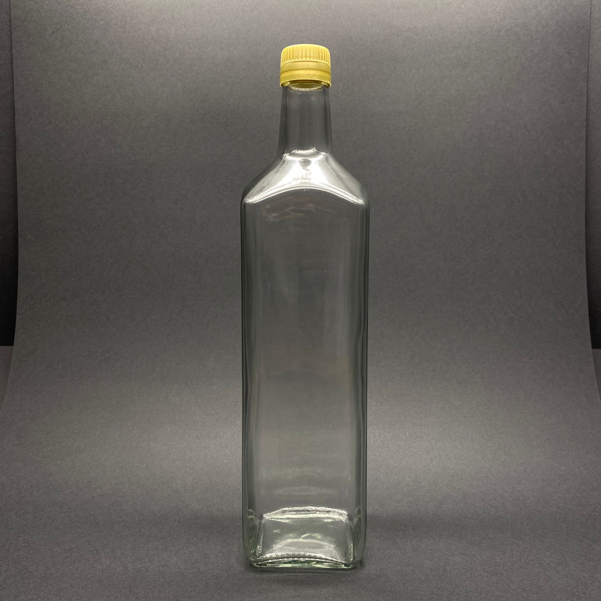 1 Litre Maraska Köşeli Cam Şişe - Bericap Gold Çakma Kapaklı