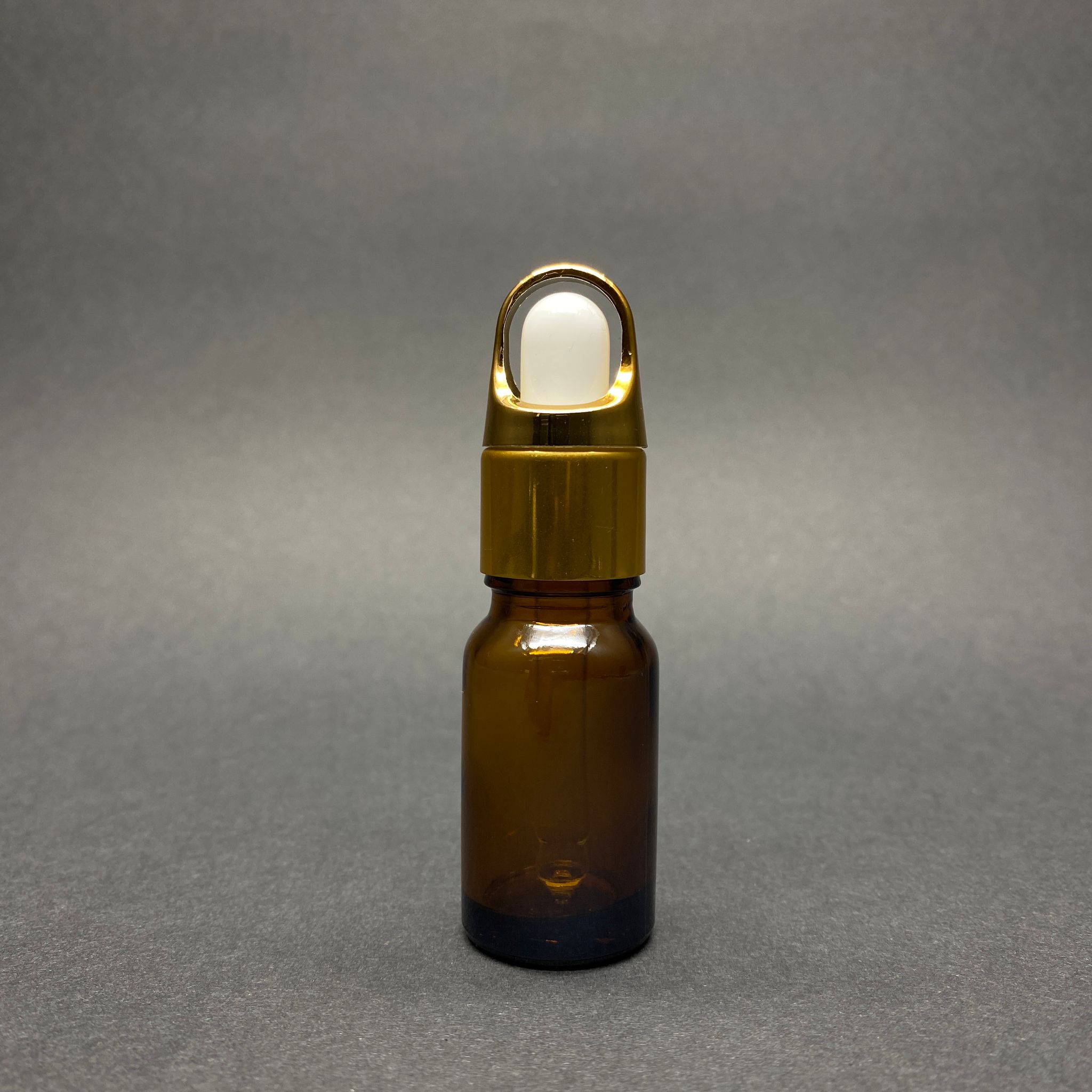 10 Cc Amber Cam Damlalıklı Şişe - Beyaz Emzik - Gold Flower Sepet Model Metalik Kapak - 10 Ml Cam Damlalıklı Şişe