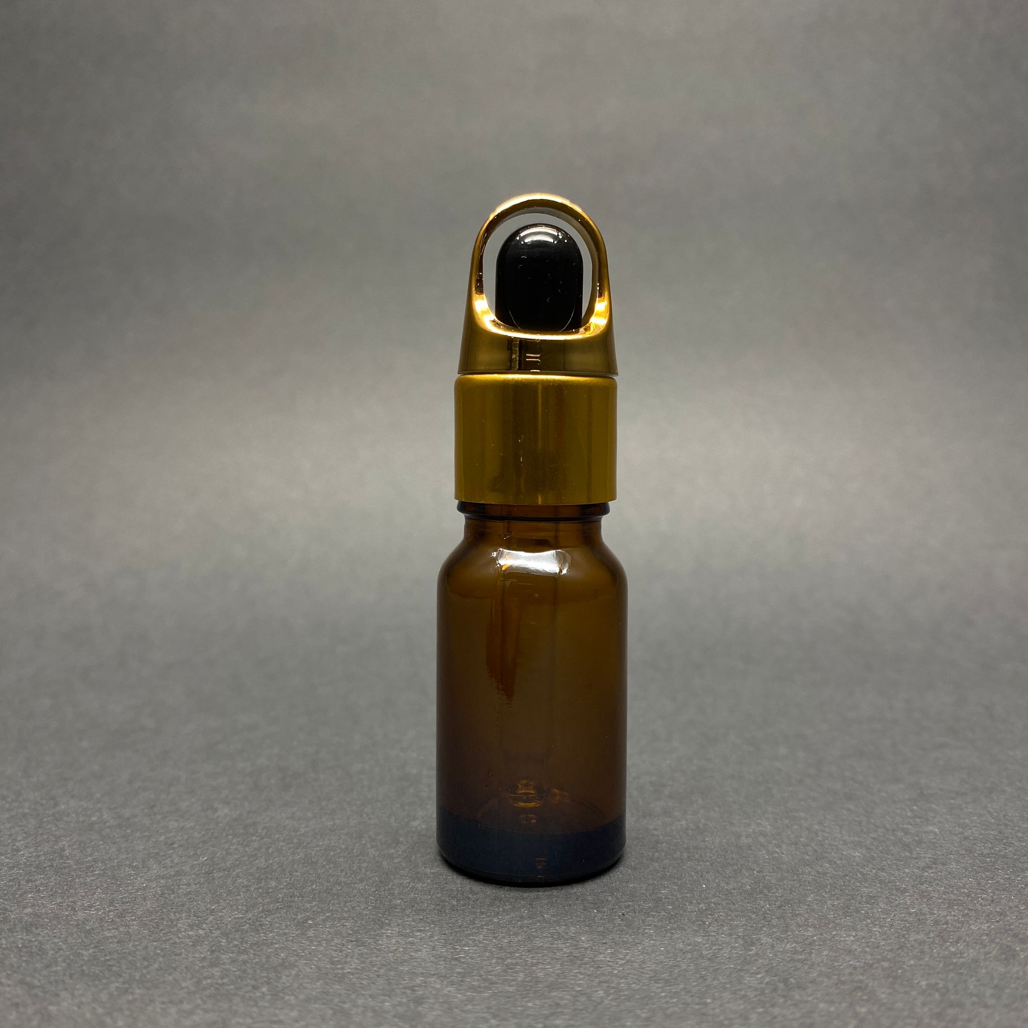 10 Cc Amber Cam Damlalıklı Şişe - Siyah Emzik - Gold Flower Sepet Model Metalik Kapak - 10 Ml Cam Damlalıklı Şişe