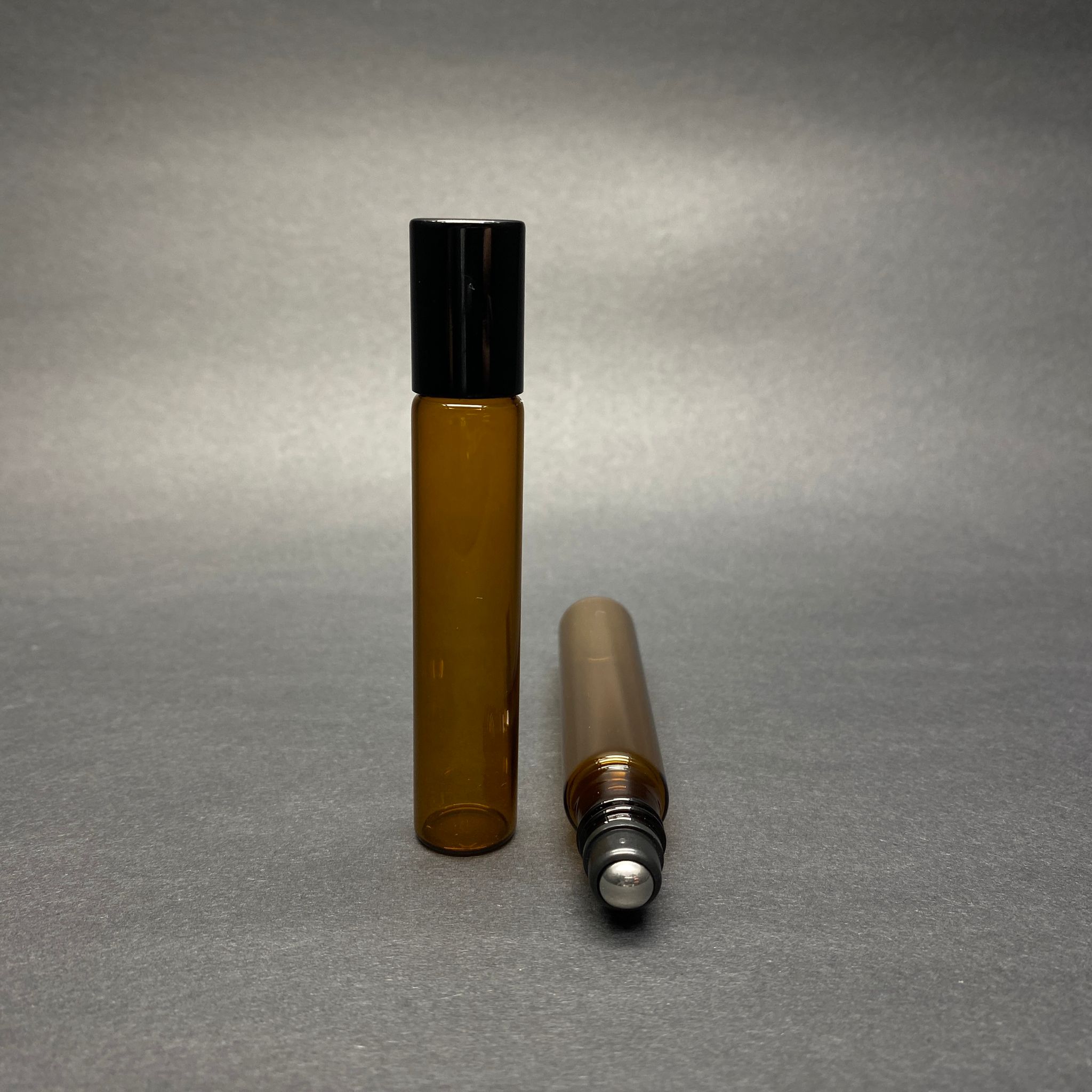 10 Cc Amber Cam Roll Şişe - İnce Uzun Model - 10 Ml Çelik Bilyeli Kahverengi Şişe