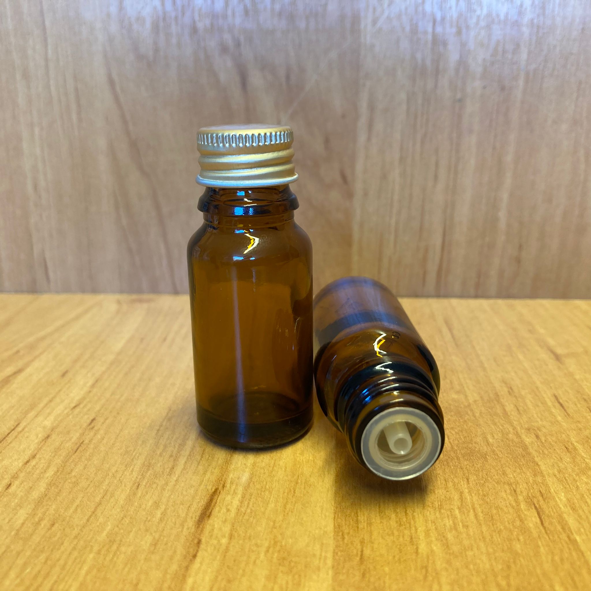 10 Cc Amber İçten Damlalıklı - Gold Metal Kapaklı Cam Şişe - 10 Ml Kolonya Tıpalı Cam Şişe