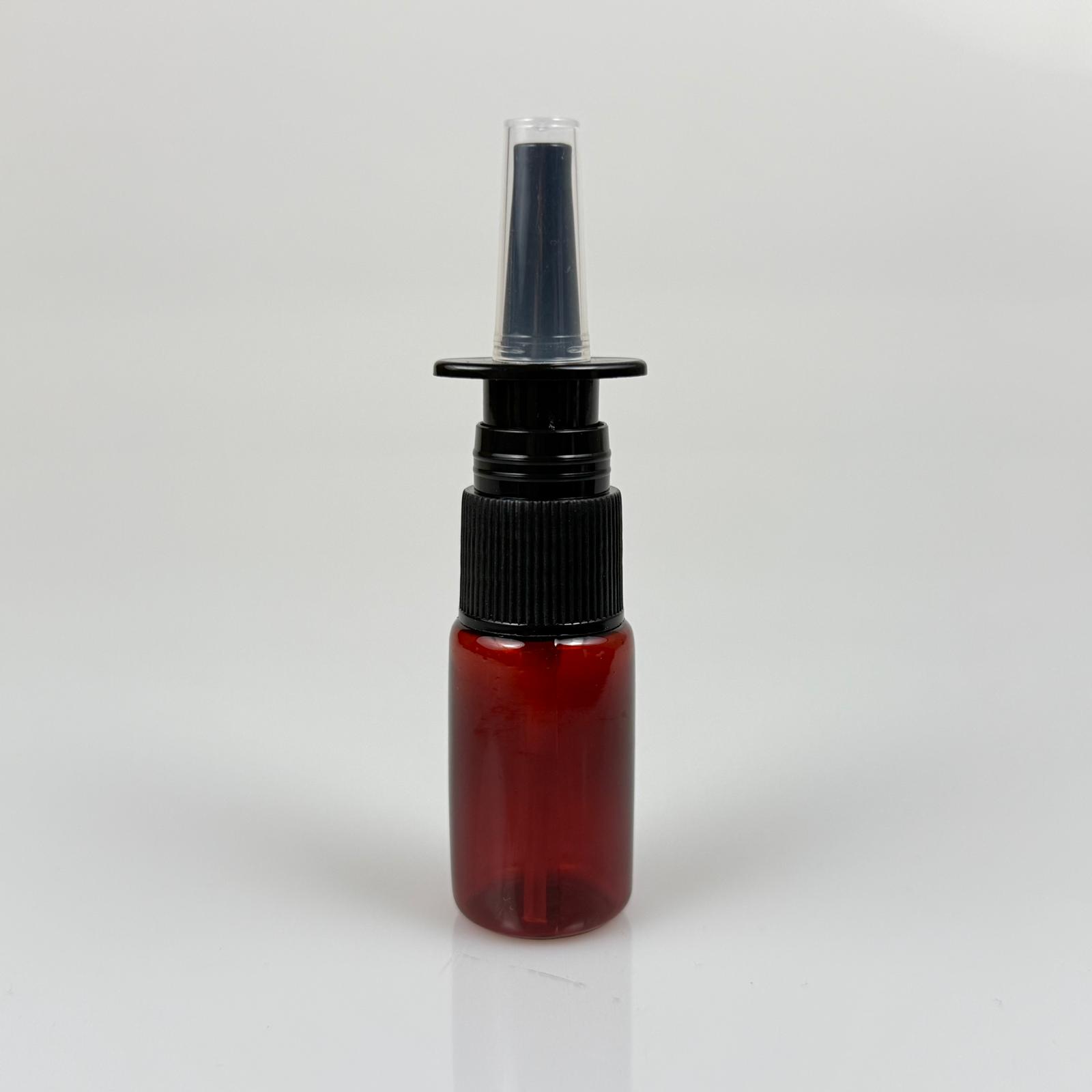 10 Cc Amber Pet Şişe- Siyah Nazal Burun Spreyli 10 Ml Plastik Şişe