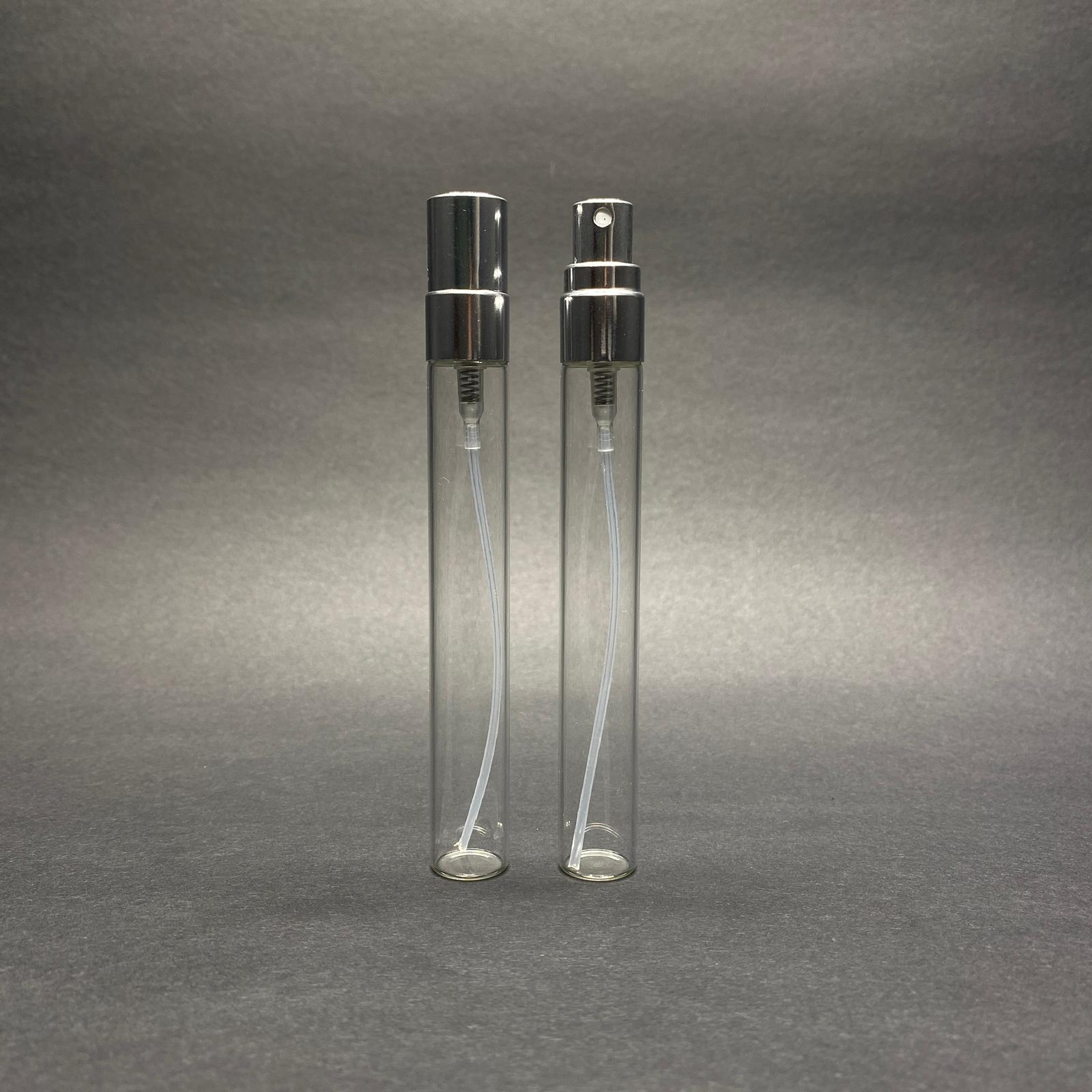 10 Cc Cam Kalem Parfüm Şişesi Gümüş Metal Spreyli Kapaklı Takım  - 10 Ml Cam Tüp Parfüm Şişesi - Vidalı Sprey Valf Tekrar Doldurulabilir