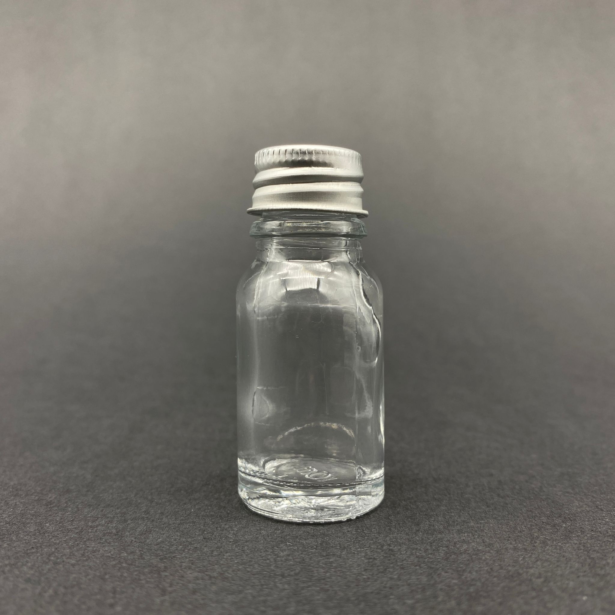10 Cc Cam Şişe - Gümüş Vidalı Metal Kapaklı - 10 Ml Standart Cam Şişe