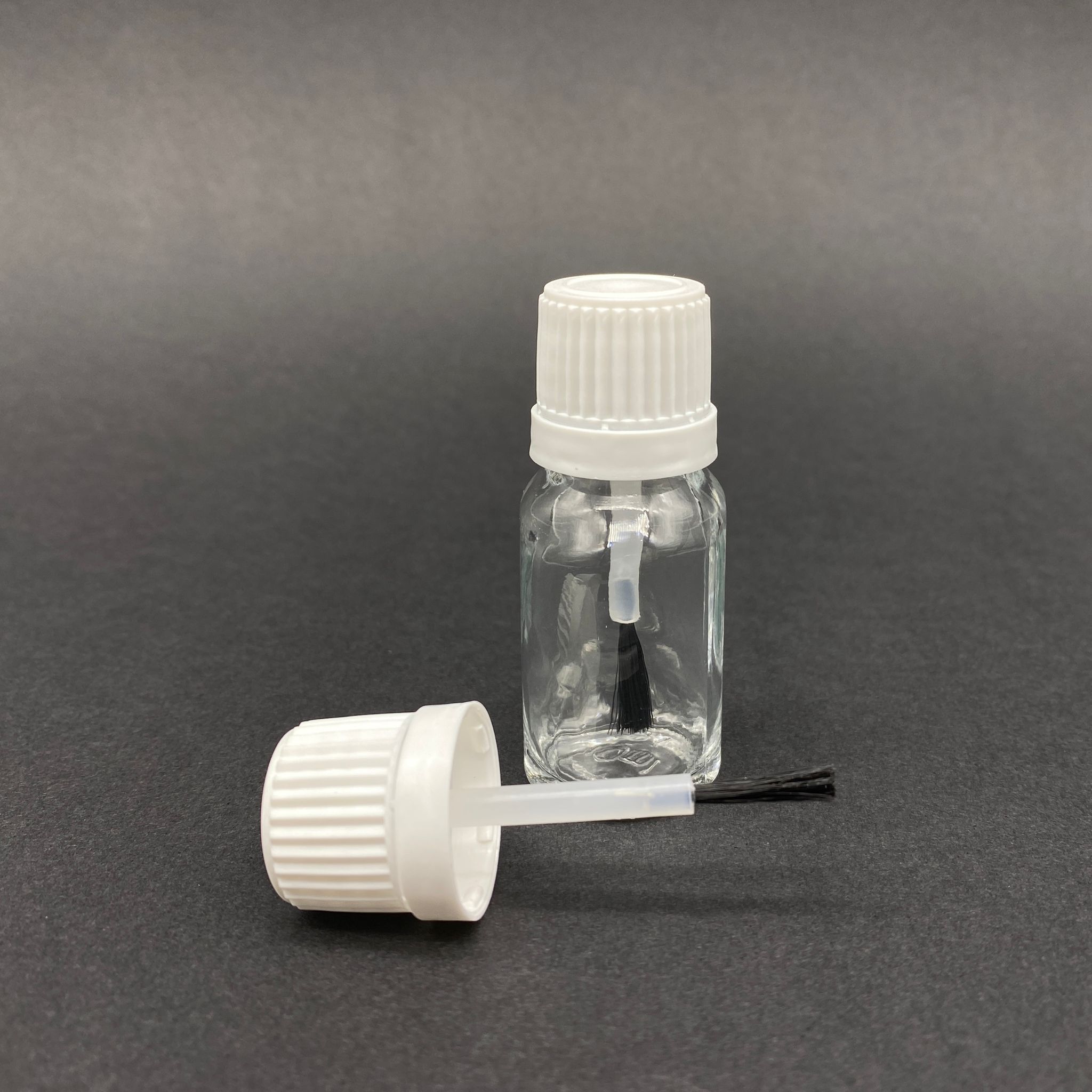10 Cc Fırçalı Cam Şişe - Şeffaf - 10 Ml Kilitli Kapaklı Fırçalı Cam Şişe