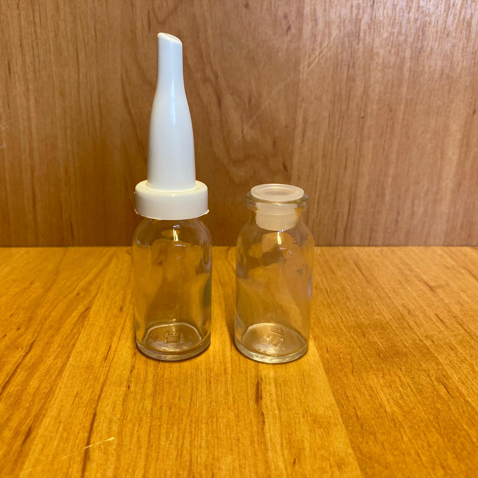 10 Cc Flakon Penisilin Şişesi - Beyaz Üstten Damlalıklı - Plastik Tıpalı - 10 Ml Damlalıklı Cam Şişe