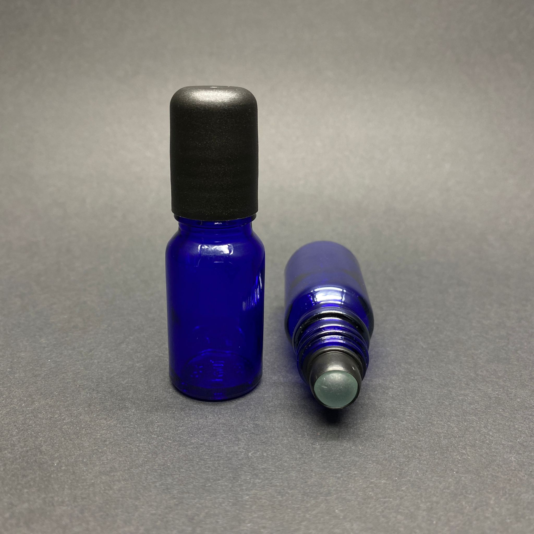 10 Cc Mavi Cam Roll-On Şişesi - Siyah Kapaklı -  10 Ml Cam Bilyeli Şişe - Cam Roll On Şişe - Cam Esans Şişesi