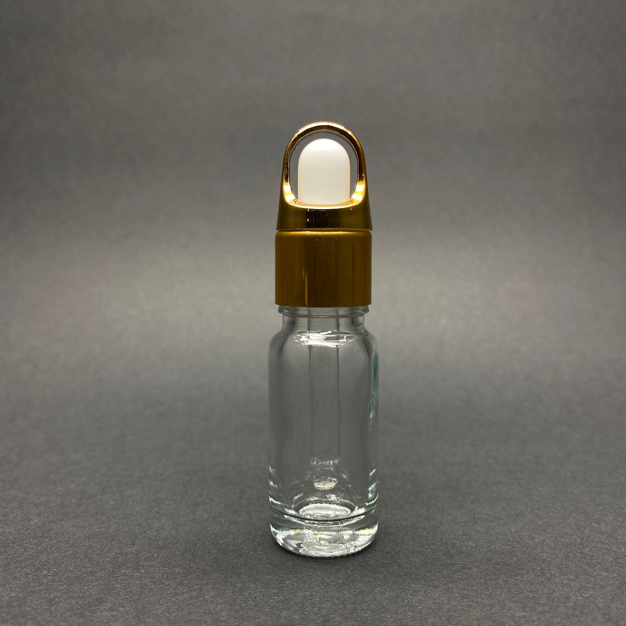 10 Cc Şeffaf Cam Damlalıklı Şişe - Beyaz Emzik - Gold Flower Sepet Model Metalik Kapak - 10 Ml Cam Damlalıklı Şişe