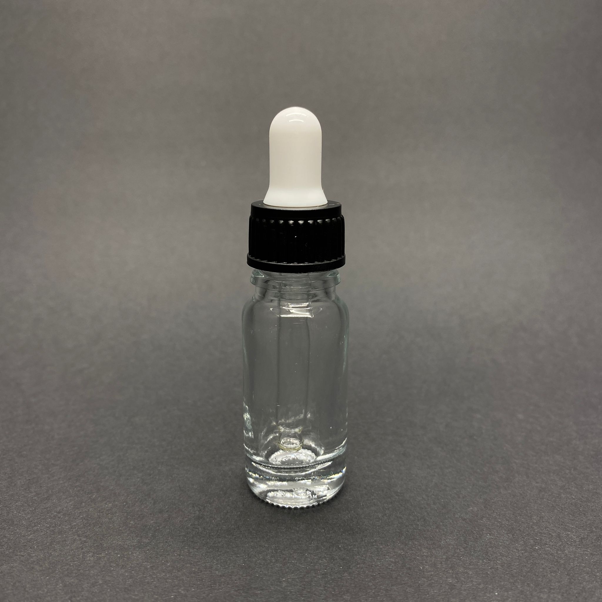 10 Cc Şeffaf Cam Damlalıklı Şişe - Beyaz Emzik - Siyah Plastik Kapak - 10 Ml Saydam Cam Damlalıklı Şişe