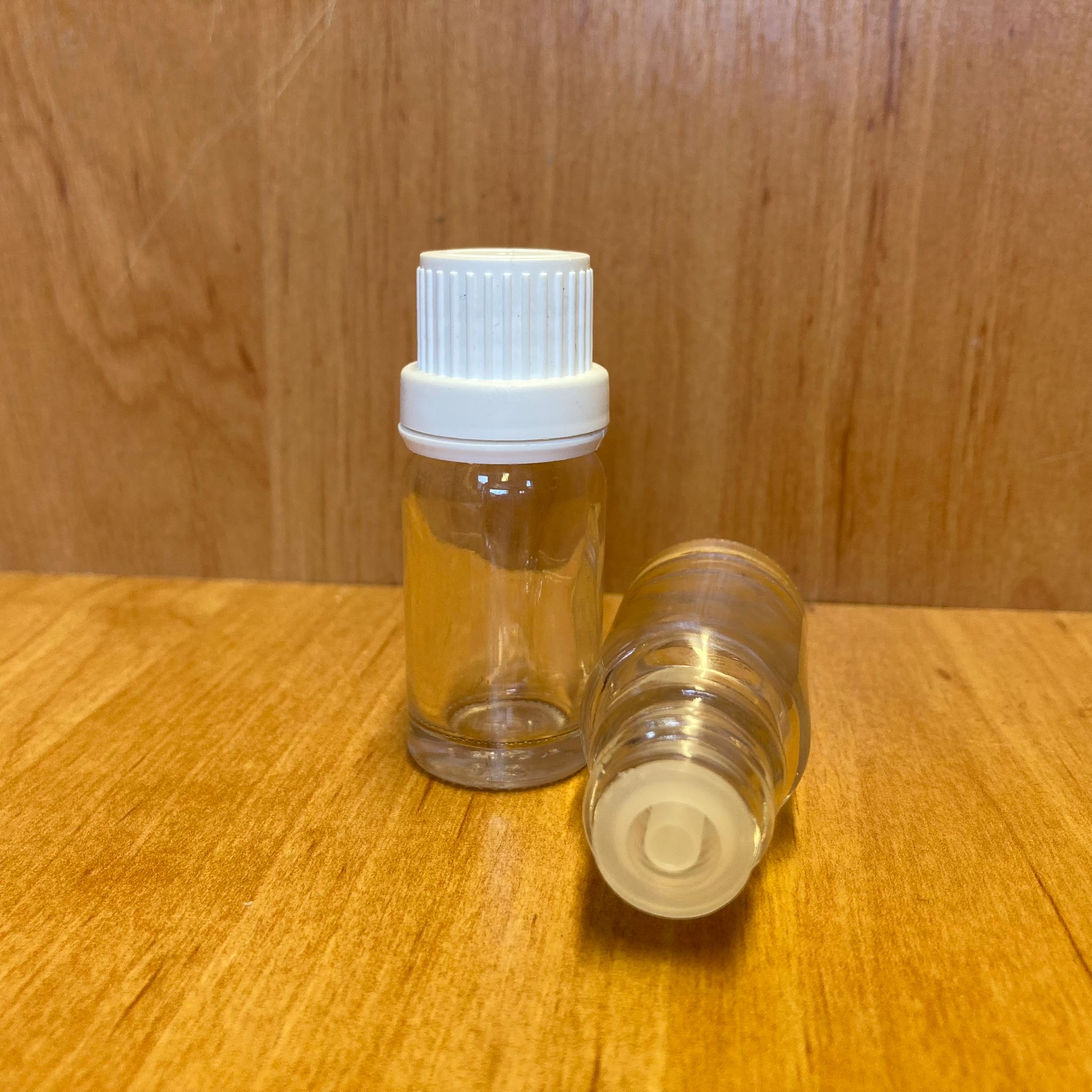 10 Cc Şeffaf İçten Damlalıklı - Beyaz Kilit Kapaklı Cam Şişe - 10 Ml Saydam Standart İçten Damlalıklı Cam Şişe