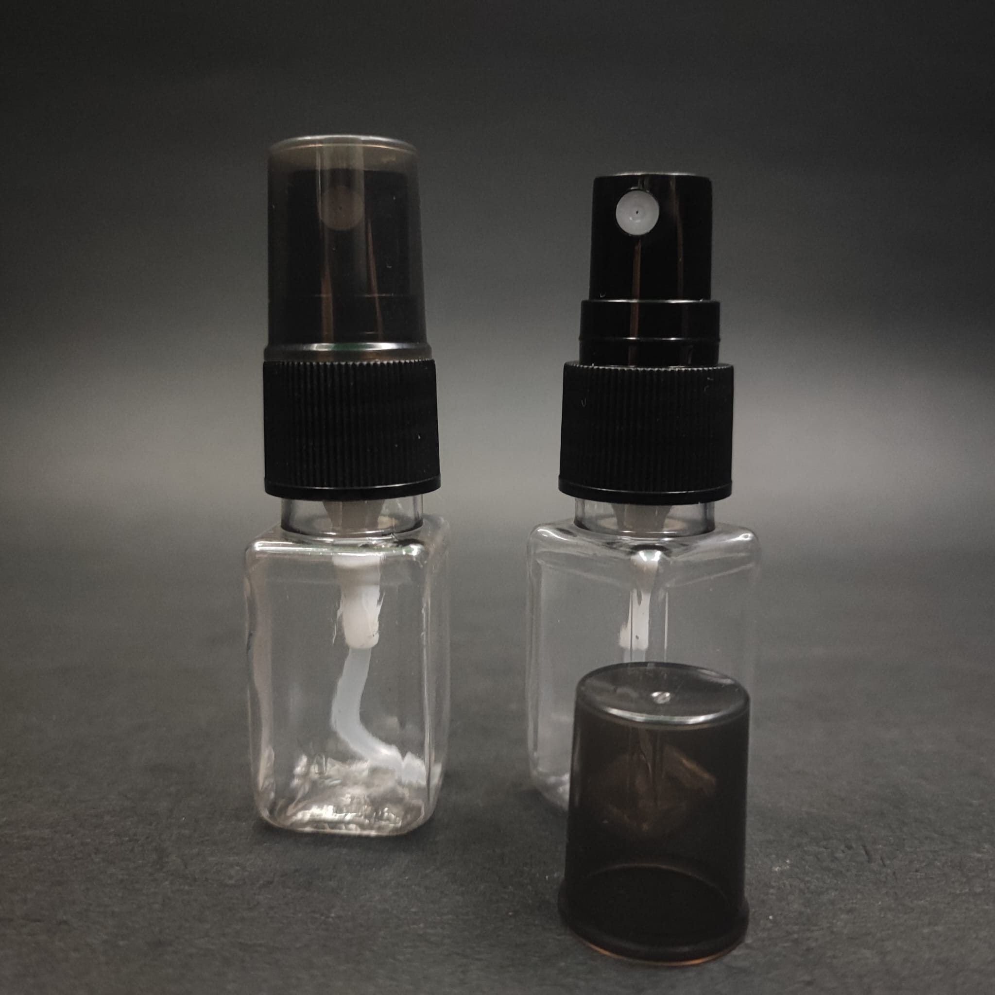10 Cc Şeffaf Kare Pet Şişe - Siyah Spreyli Tester 10 Ml Plastik Şişe