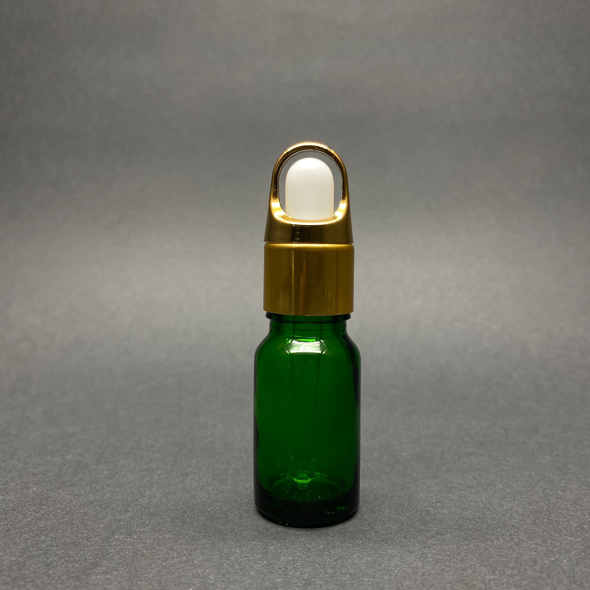10 Cc Yeşil Cam Damlalıklı Şişe - Beyaz Emzik - Gold Flower Sepet Model Metalik Kapak - 10 Ml Cam Damlalıklı Şişe