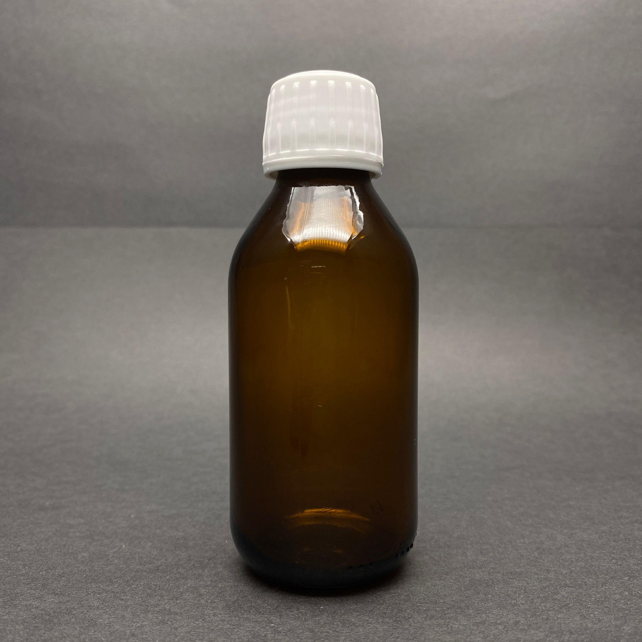 100 Cc Amber Cam Şişe - Beyaz Kilitli Kapaklı - 100 Ml Kahverengi Boş Şurup Şişesi (Ağız Çapı 25 Mm)