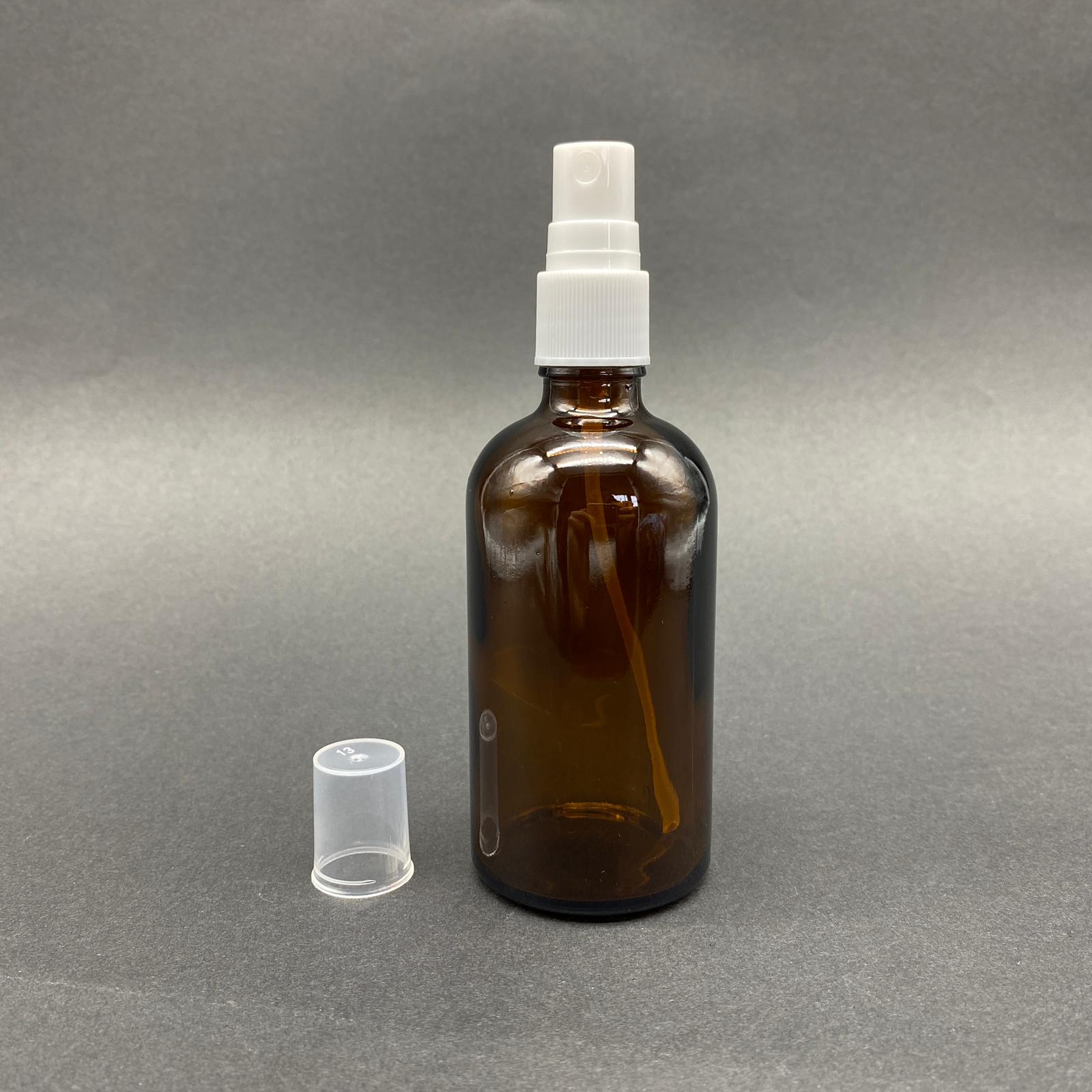 100 Cc Amber Cam Şişe Beyaz Spreyli Takım - 100 Ml Spreyli Cam Şişe