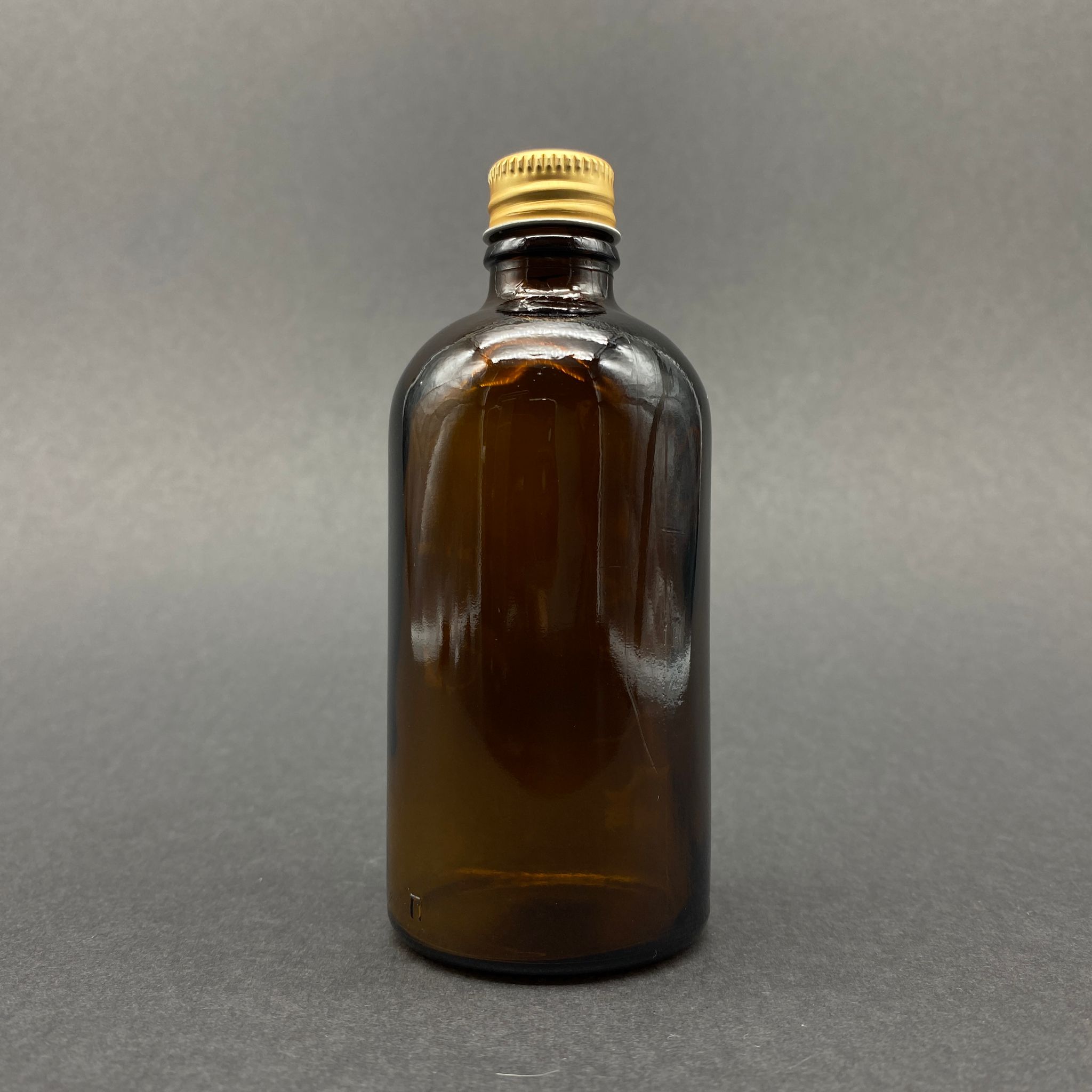 100 Cc Amber Cam Şişe - Gold Alüminyum Kapaklı - 100 Ml Standart Cam Şişe