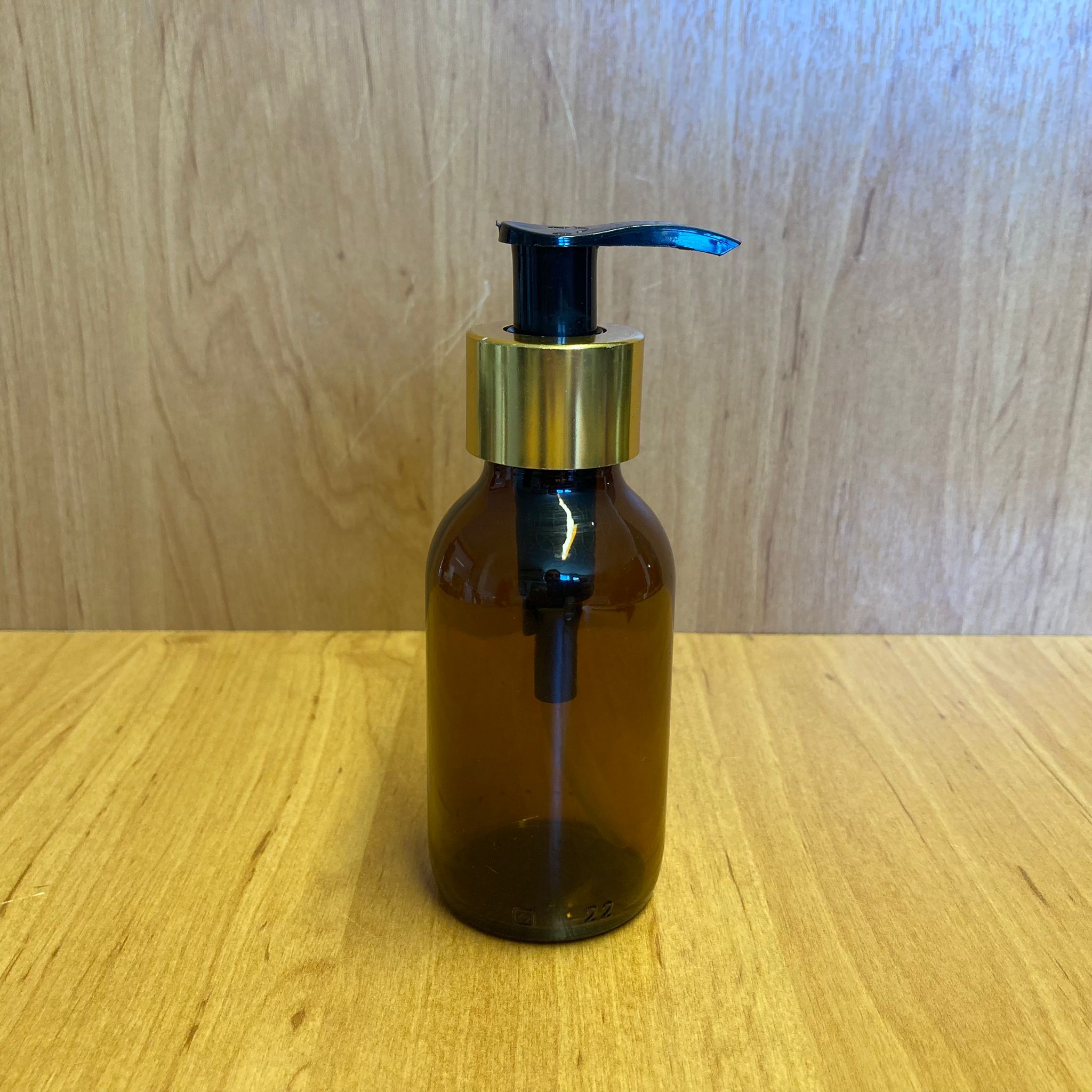 100 Cc Amber Cam Şişe - Gold Pompalı - 100 Ml Kahverengi Pompalı Şişe
