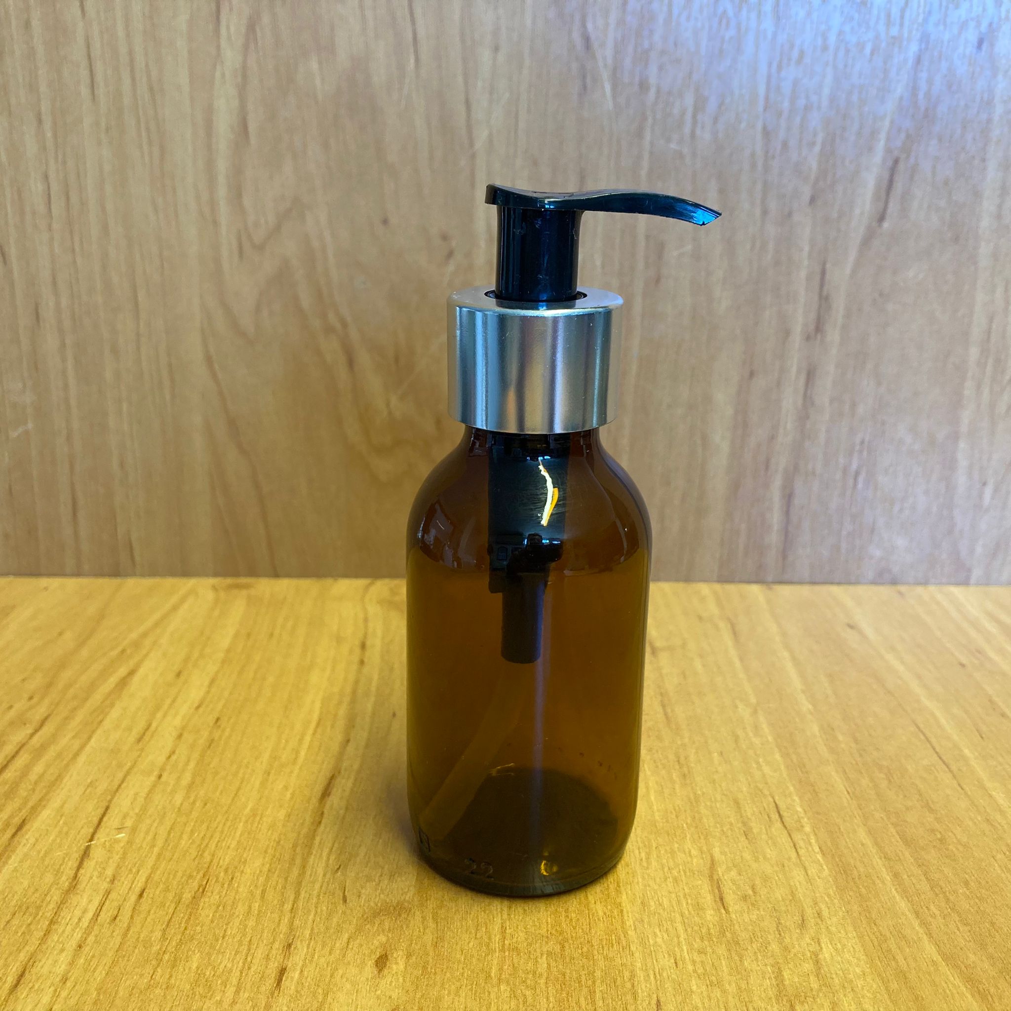 100 Cc Amber Cam Şişe - Gümüş Pompalı - 100 Ml Kahverengi Pompalı Şişe