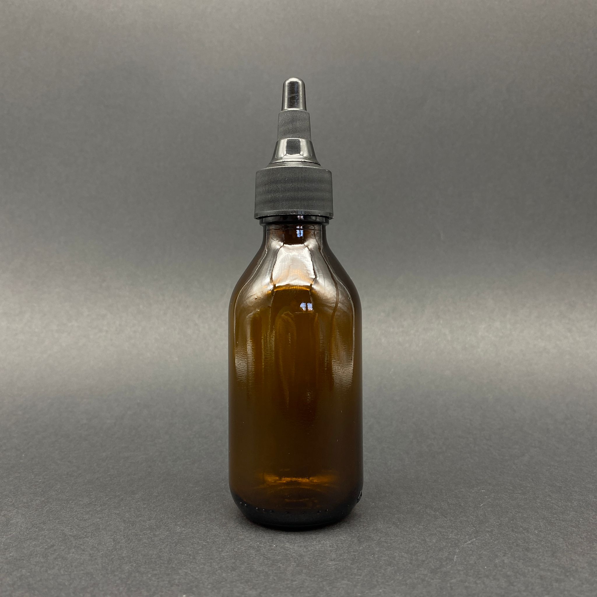 100 Cc Amber Cam Şişe - Siyah Akıtıcılı Asansör Kapaklı - 100 Ml Kahverengi Boş Şurup Şişesi (Ağız Çapı 25 Mm)