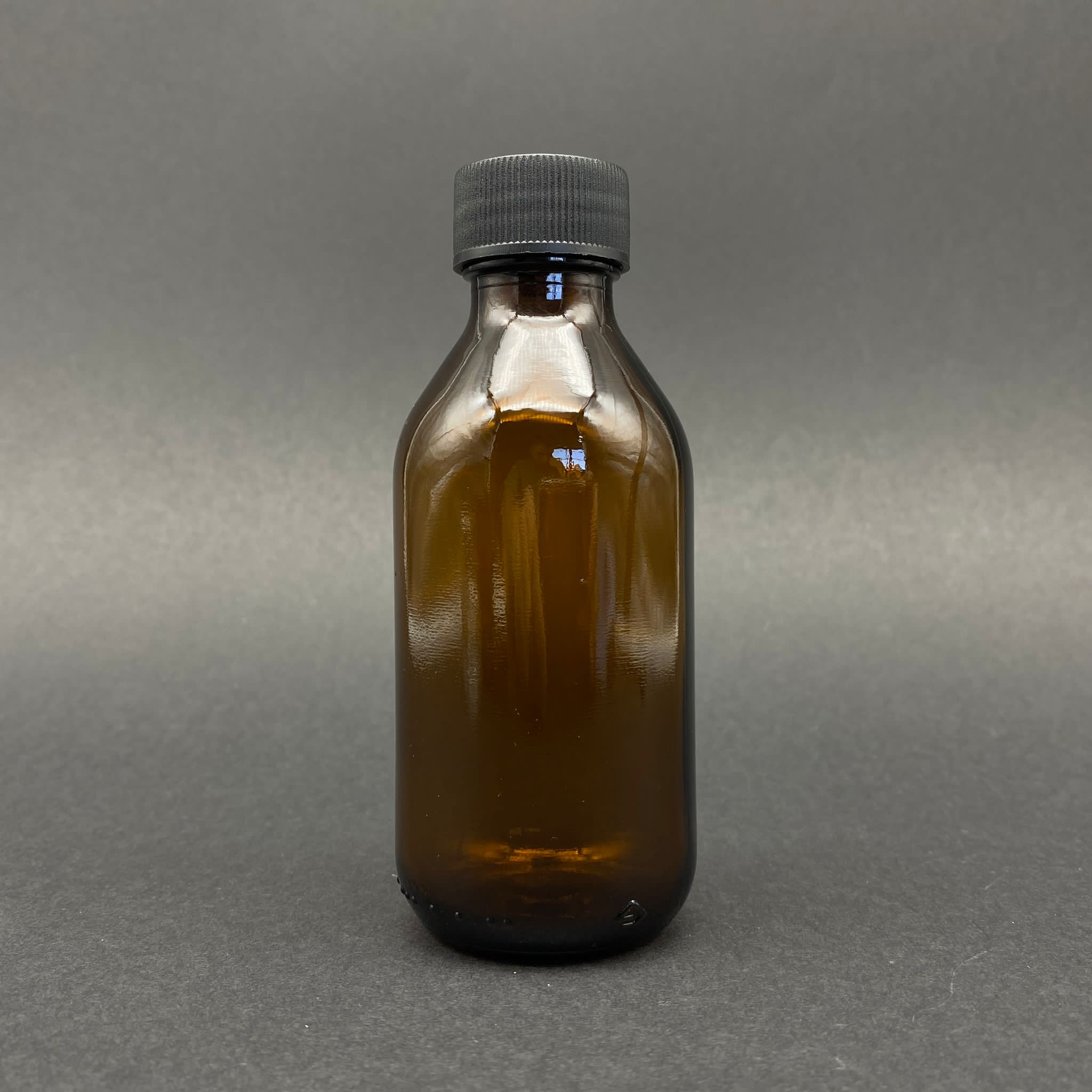100 Cc Amber Cam Şişe - Siyah Plastik Kapaklı - 100 Ml Kahverengi Boş Şurup Şişesi (Ağız Çapı 25 Mm)