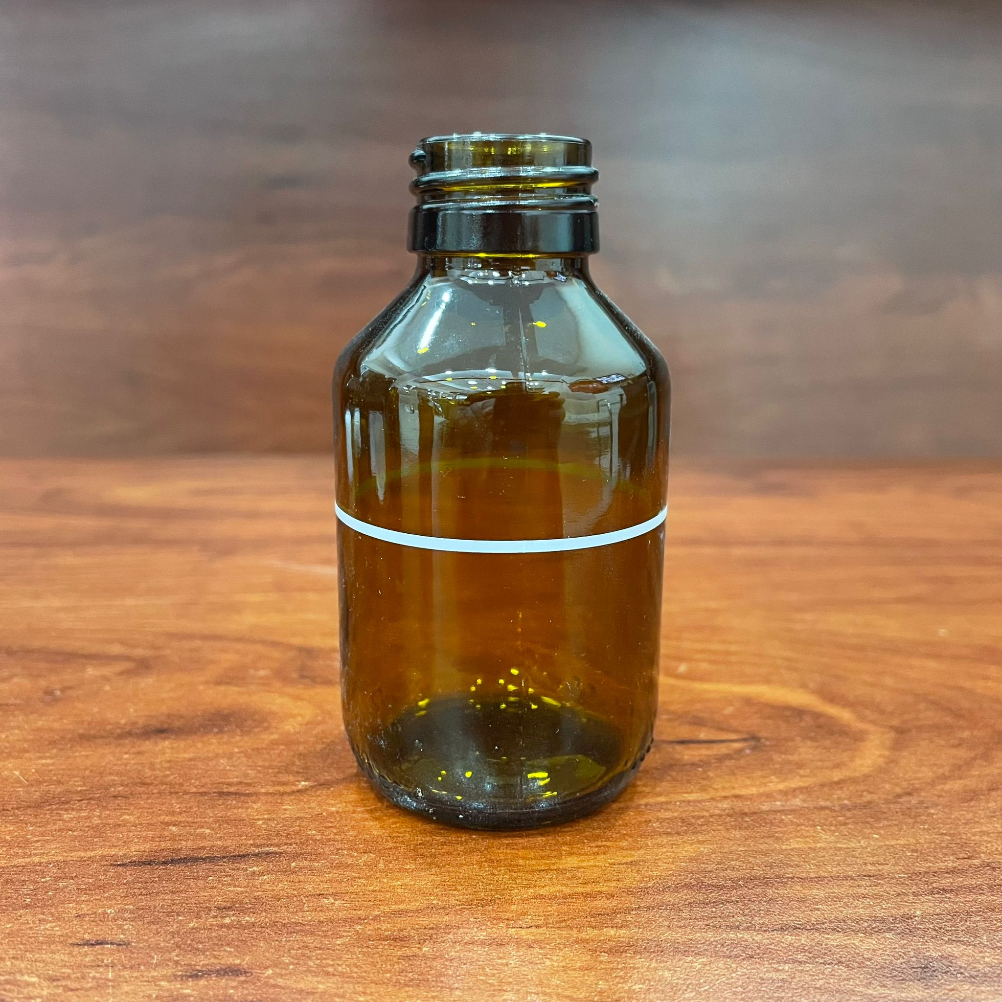 100 Cc Amber Cam Şişe Tombul Çizgili  -Kapaksız (28 Ağız) - 100 Ml Cam Şişe - Kahverengi Ecza Şişesi