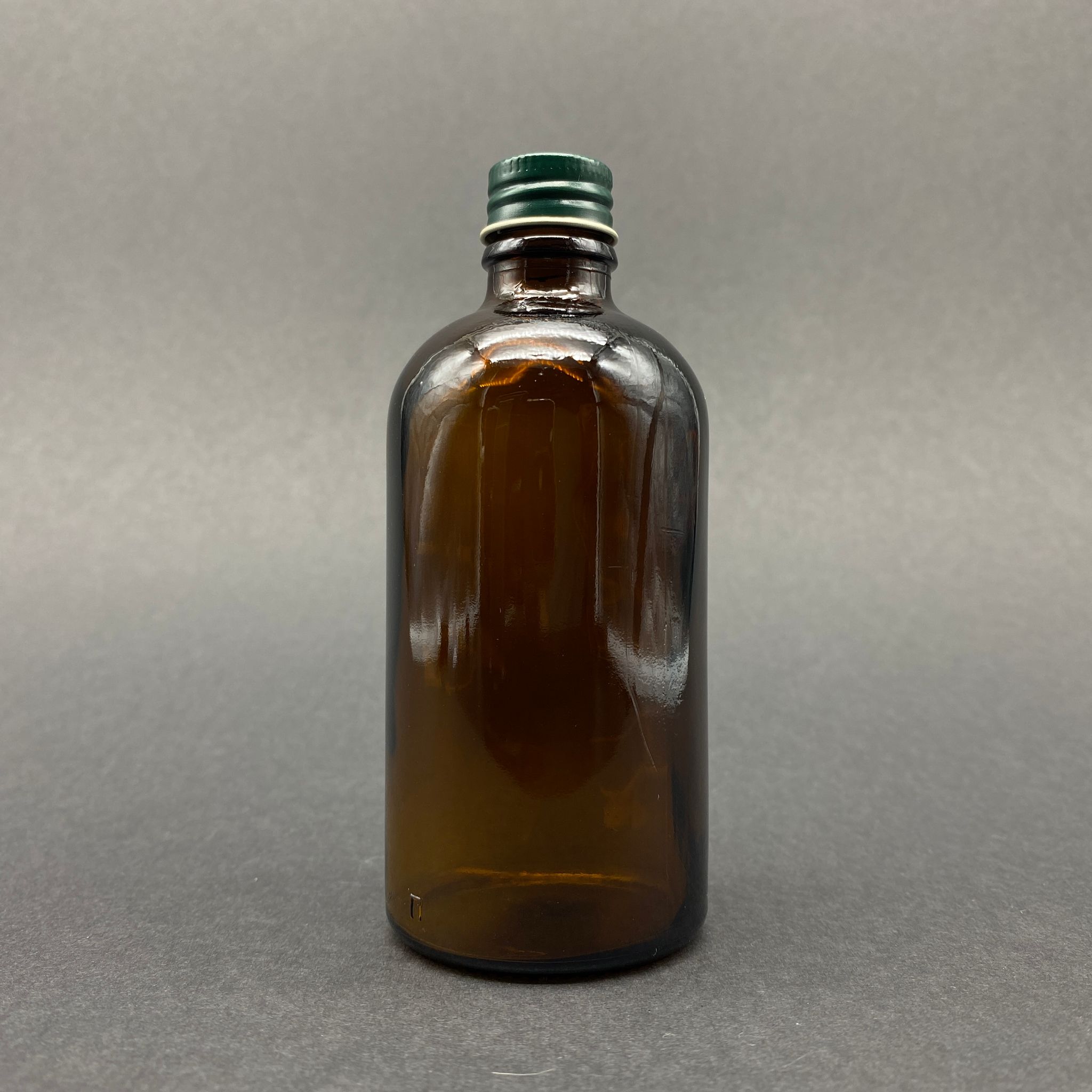 100 Cc Amber Cam Şişe - Yeşil Alüminyum Kapaklı - 100 Ml Standart Cam Şişe