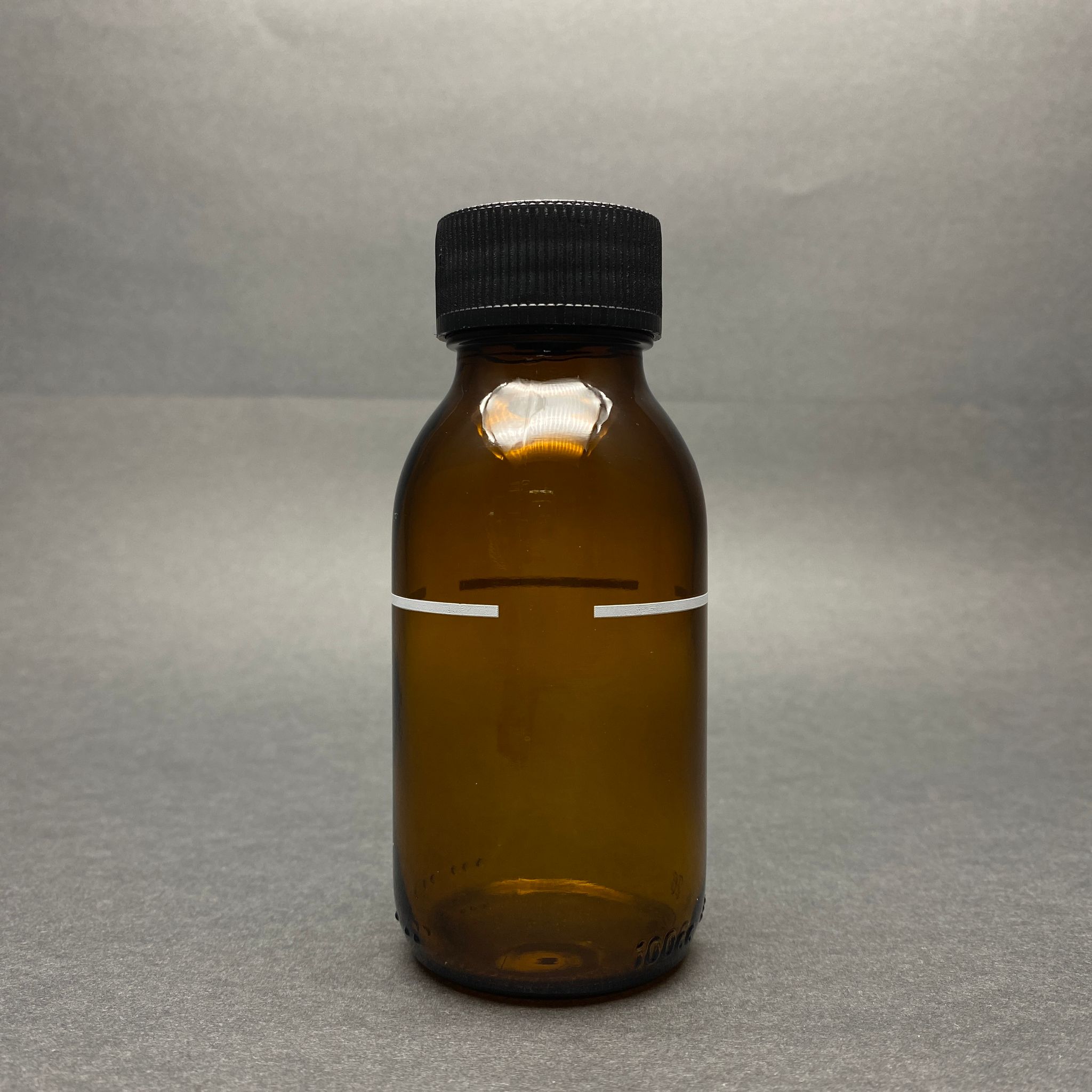 100 Cc Amber Çizgili Model Cam Şişe - Siyah Plastik Kapaklı - 100 Ml Kahverengi Boş Şurup Şişesi (Ağız Çapı 31 Mm)