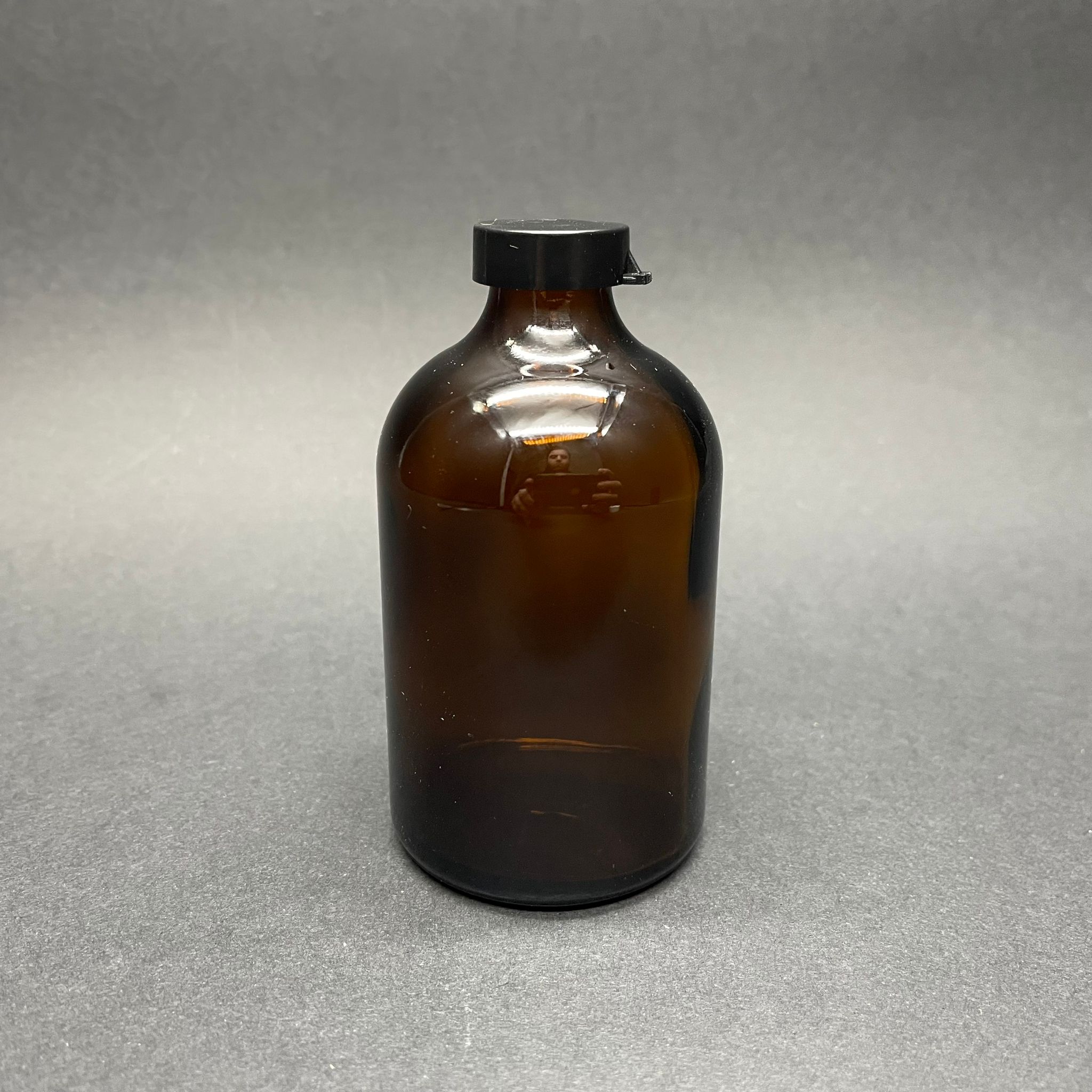 100 Cc Amber Flakon Penisilin Şişesi - Siyah Kapaklı - 100 Ml Kapaklı Kahverengi Cam Şişe - Sızdırmaz - Elle Kapanır