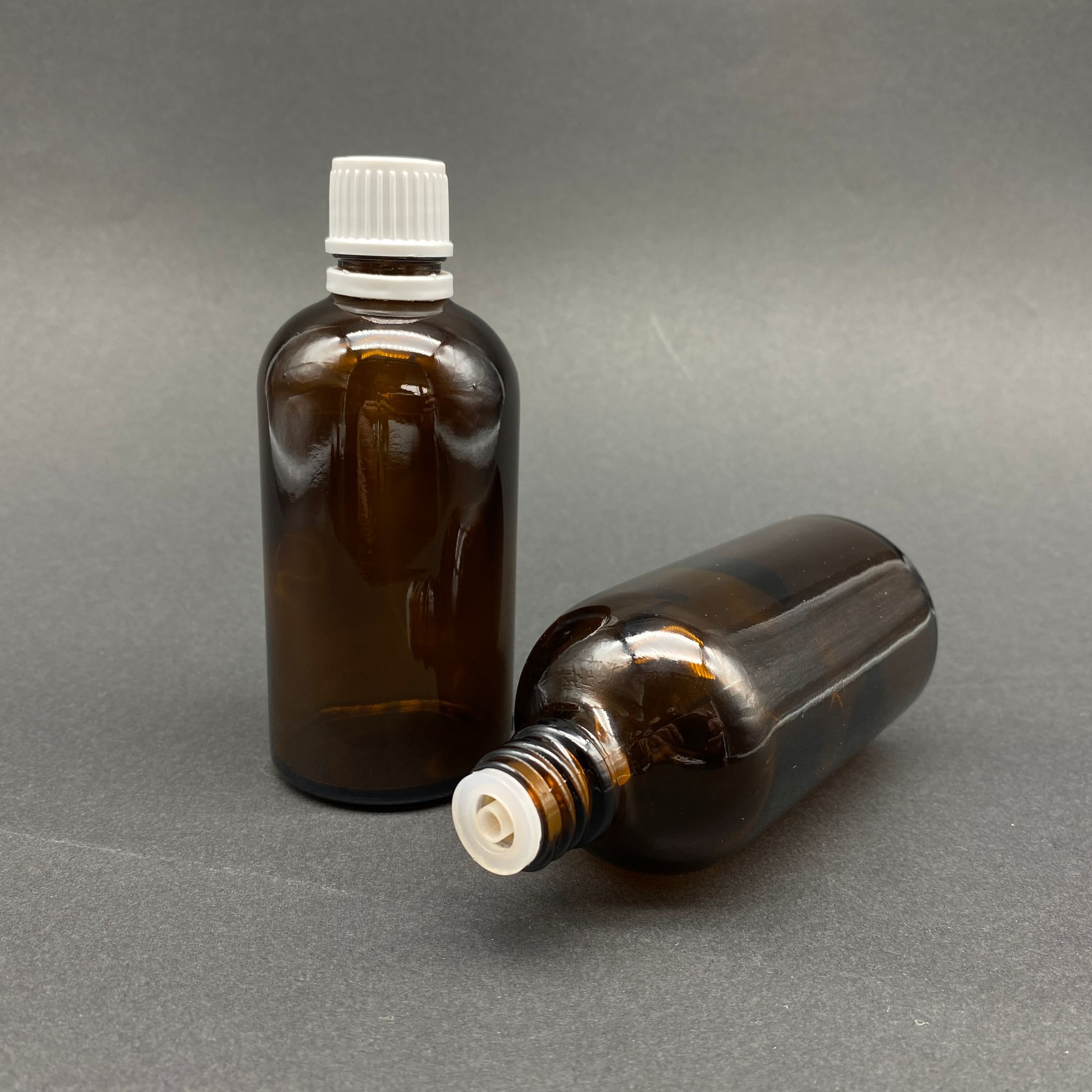100 Cc Amber İçten Damlalıklı - Beyaz Kilit Kapaklı Cam Şişe - 100 Ml Kahverengi Yeni İçten Damlalıklı Cam Şişe - Damlalıklı Boş Şişe