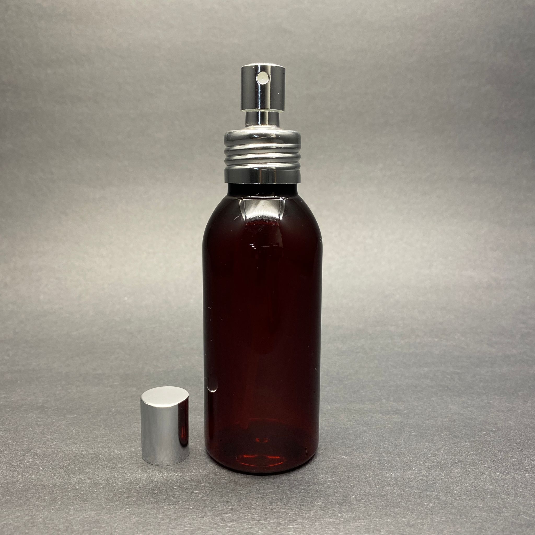 100 Cc Amber Oval Model Parfüm Kolonya Pet Şişe - Metal Spreyli Takım - 100 Ml Lüx Spreyli Parfüm - Kolonya Şişesi (Vidalı Ağız, Manüel Kapanıp Açılabilir)