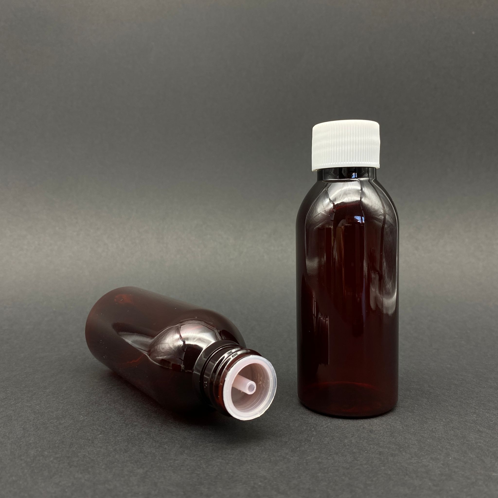 100 Cc Amber Sert Pet Şişe - Beyaz Kapaklı - Kolonya Tıpalı - 100 Ml Kahverengi Plastik Kolonya Şişesi