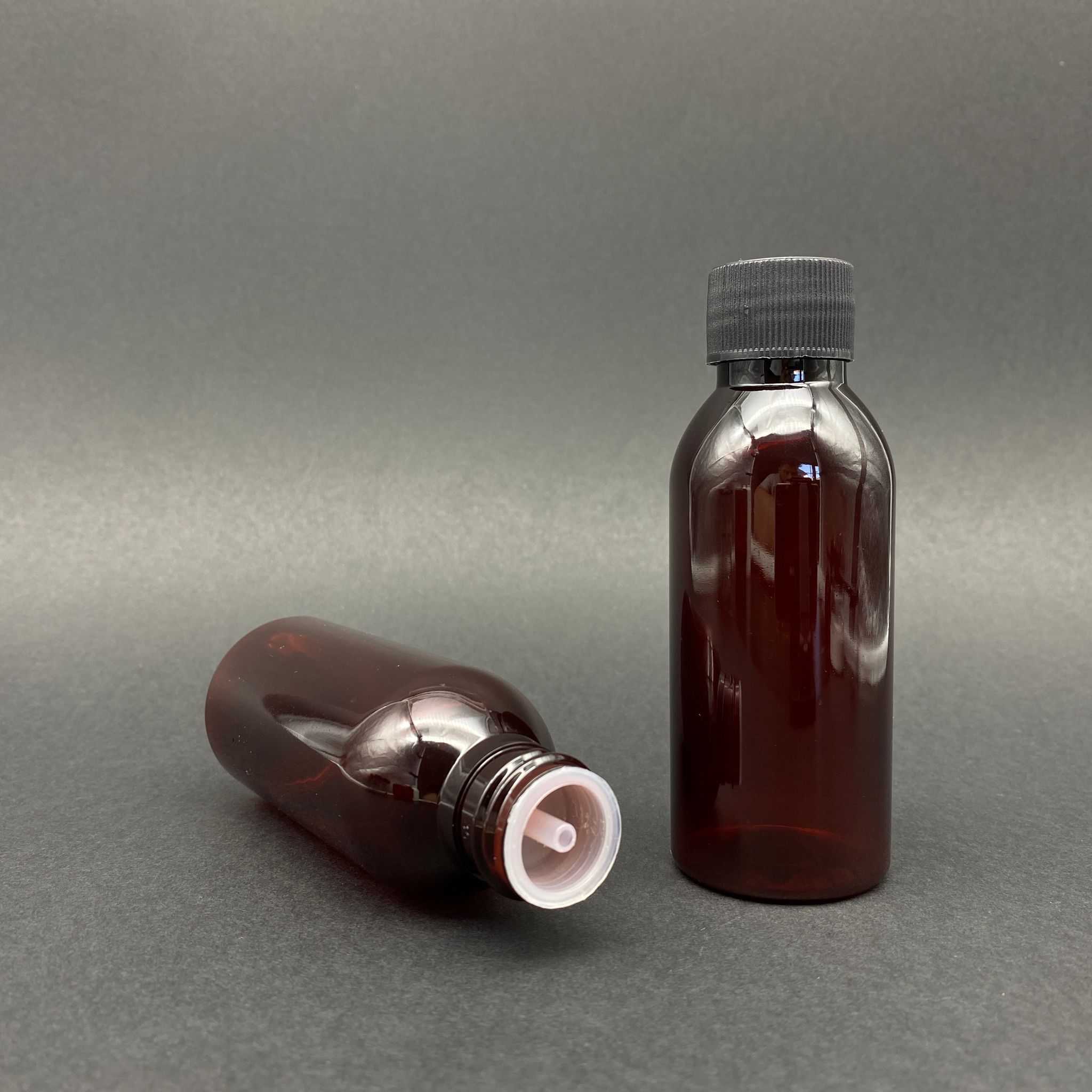 100 Cc Amber Sert Pet Şişe - Siyah Kapaklı - Kolonya Tıpalı - 100 Ml Kahverengi Plastik Kolonya Şişesi