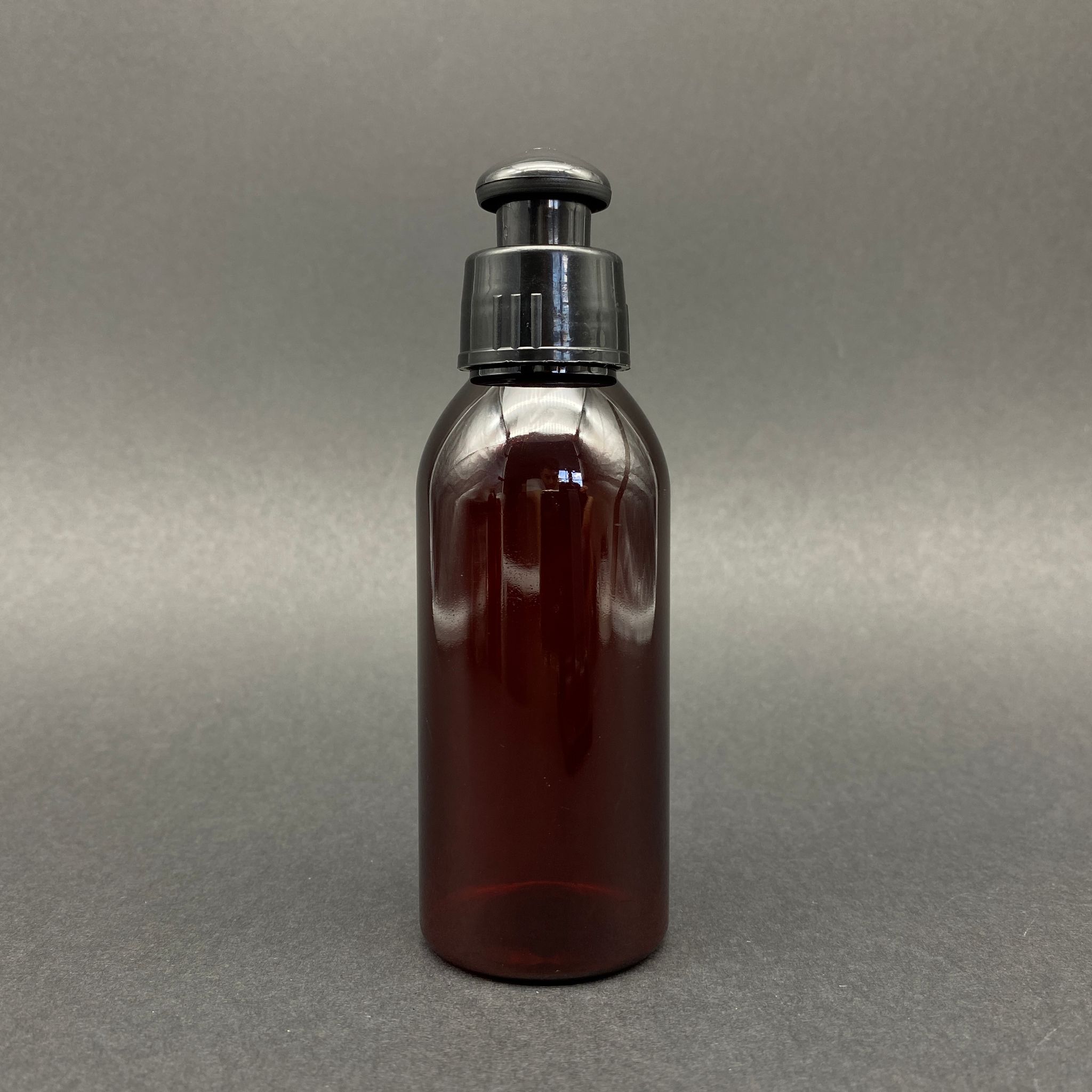 100 Cc Amber Sert Pet Şişe - Siyah Pushpull Kapaklı  - 100 Ml Kahverengi Plastik Akıtıcılı Şişe