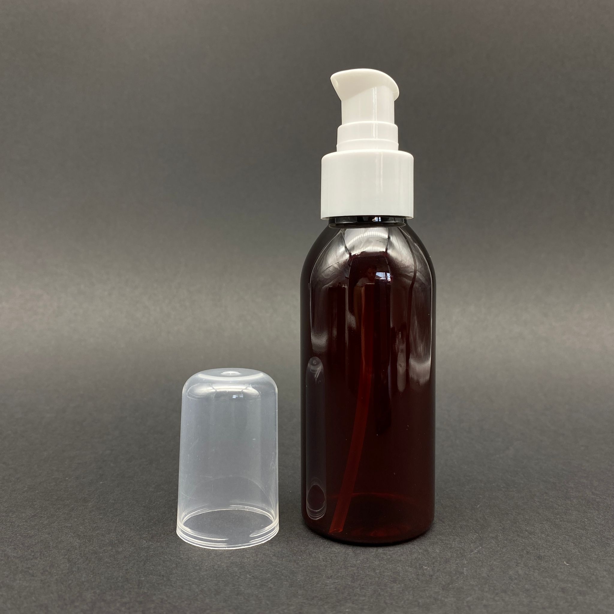 100 Cc Amber Sert Plastik Şişe Beyaz Losyon Pompalı Takım - 100 Ml Kahverengi Pompalı Pet Şişe