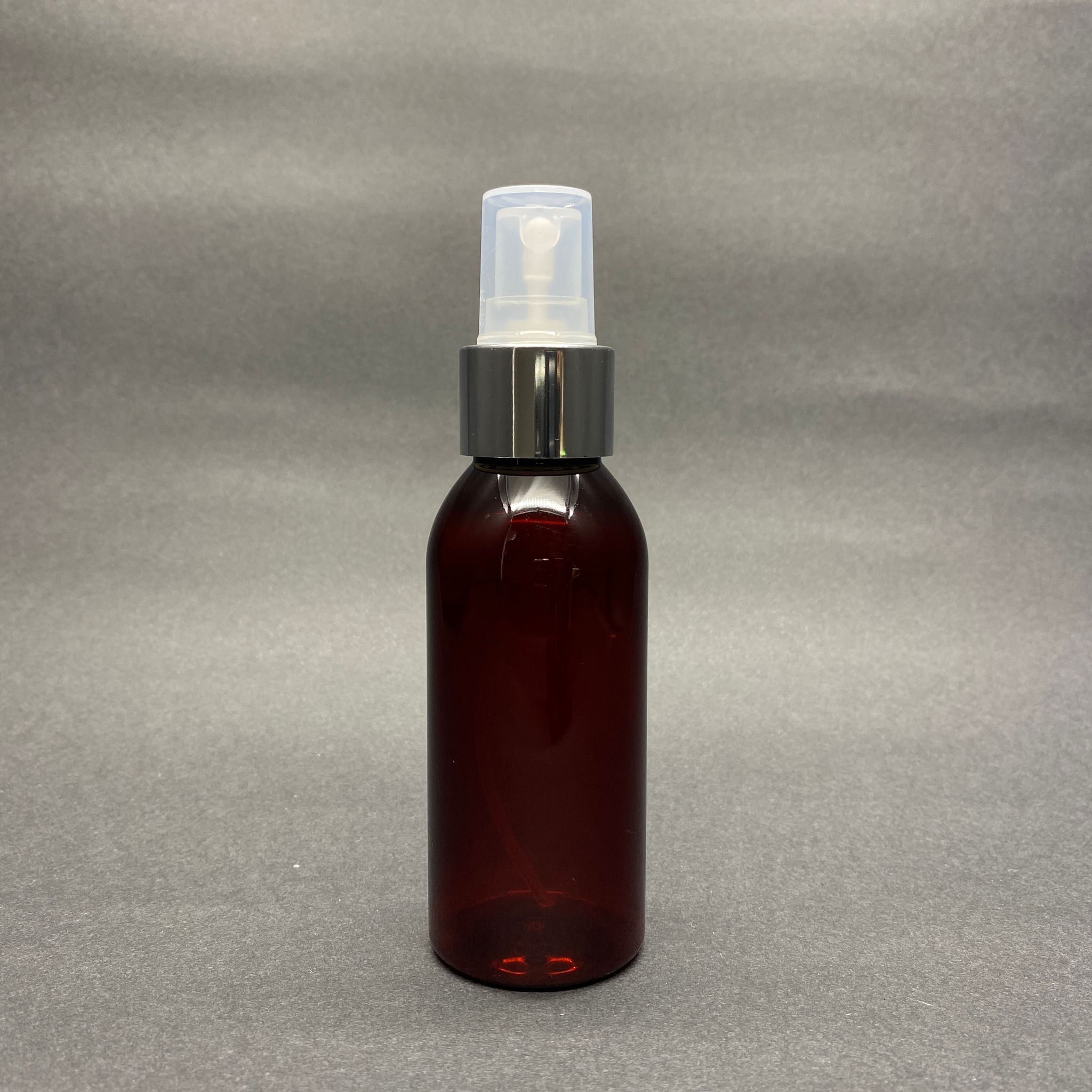 100 Cc Amber Sert Plastik Şişe Gümüş Spreyli Takım - 100 Ml Kahverengi Spreyli Pet Şişe