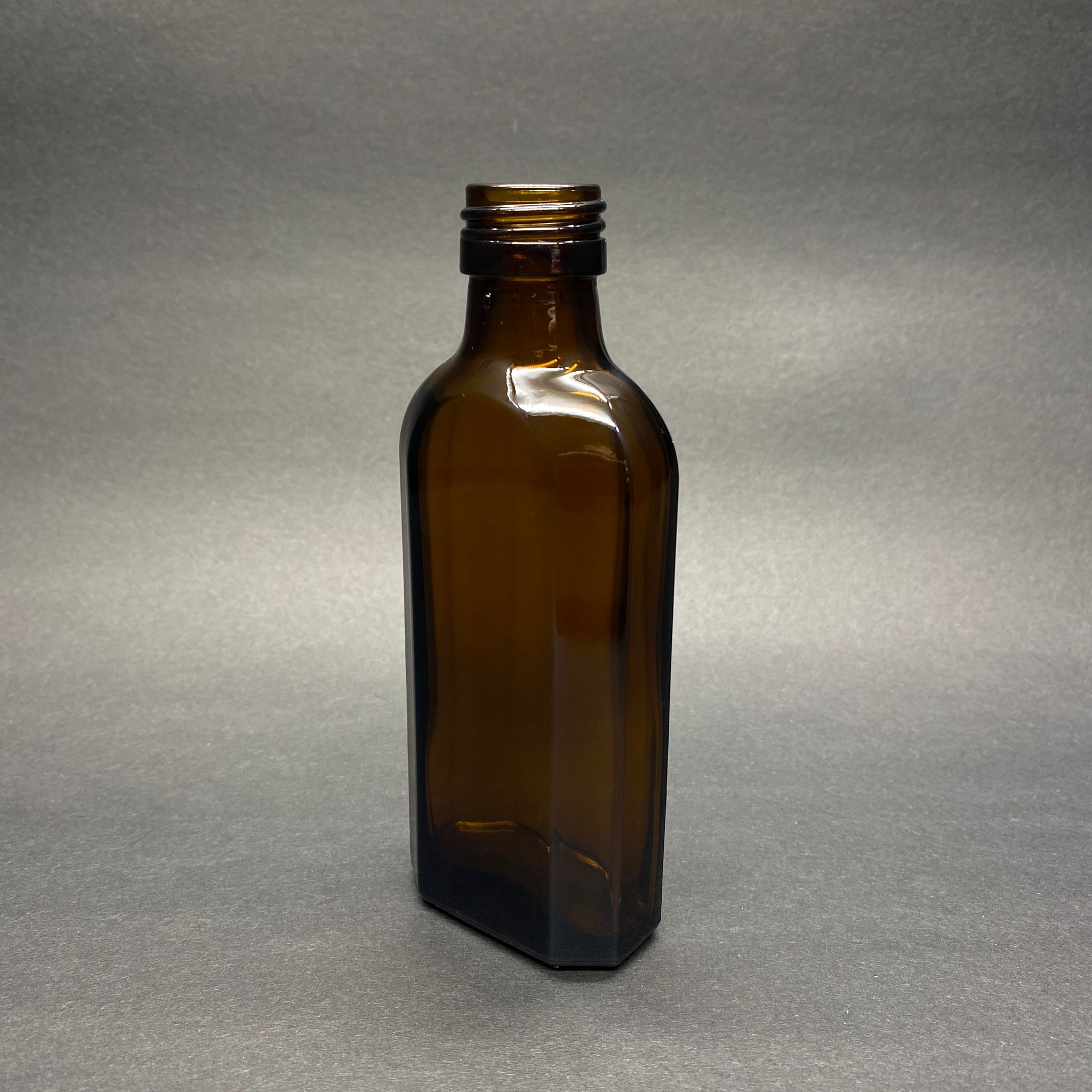 100 Cc Amber Yassı Cam Şişe Kapaksız (25 Ağız) - 100 Ml Yassı Ecza Şişesi - İlaç Şişesi