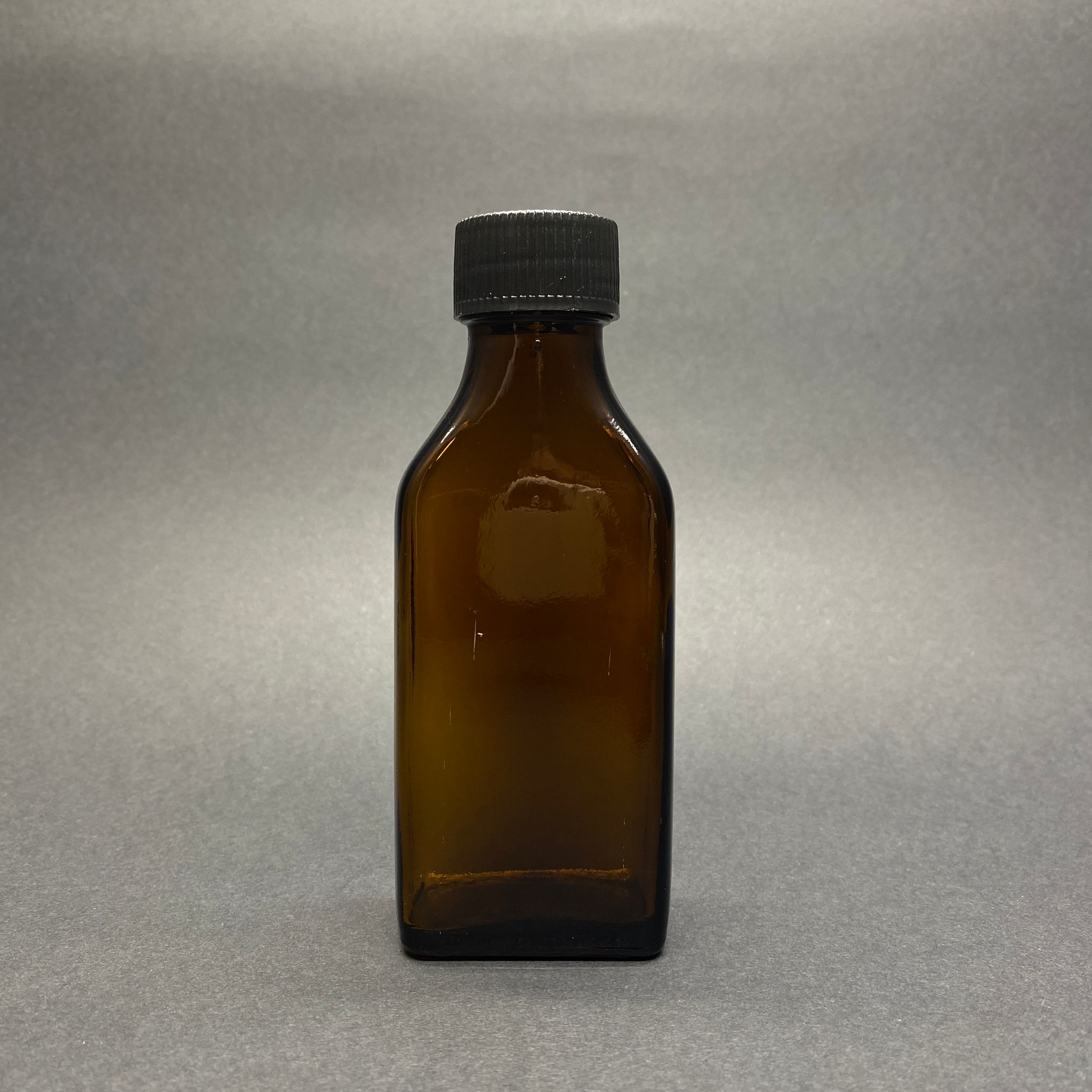 100 Cc Amber Yassı Cam Şişe Kapaksız (28 Ağız)  Siyah Kapaklı - 100 Ml Yassı Amber Cam Şişe