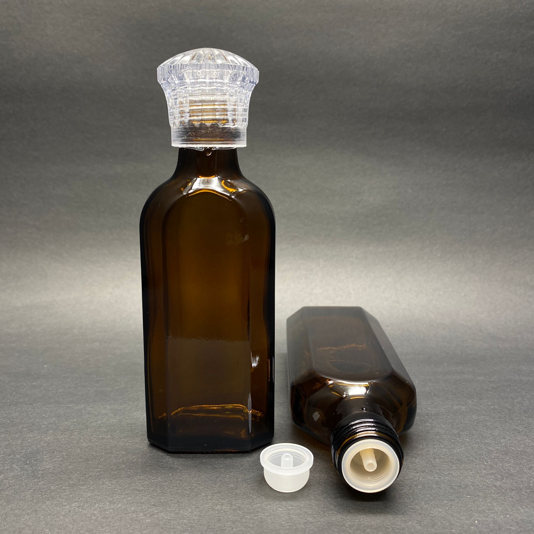 100 Cc Amber Yassı Cam Şişe - Kristal Kapaklı Kolonya Tıpalı - 100 Ml Kahverengi Yassı Model Cam Şişe