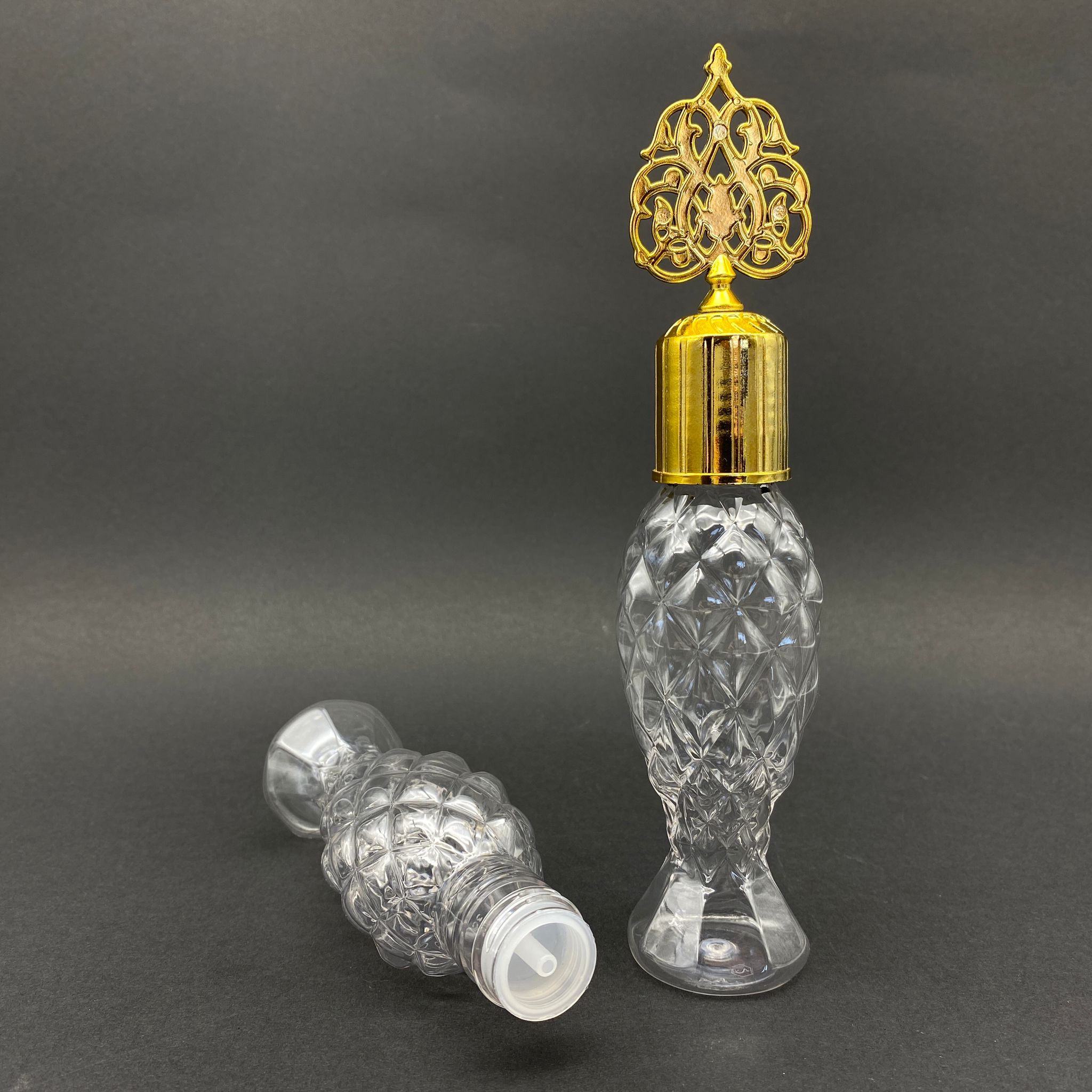 100 Cc Balıksırtı Şişe - Gold Osmanlı Kapaklı - Kolonya Tıpalı - 100 Ml Plastik Kolonya Şişesi