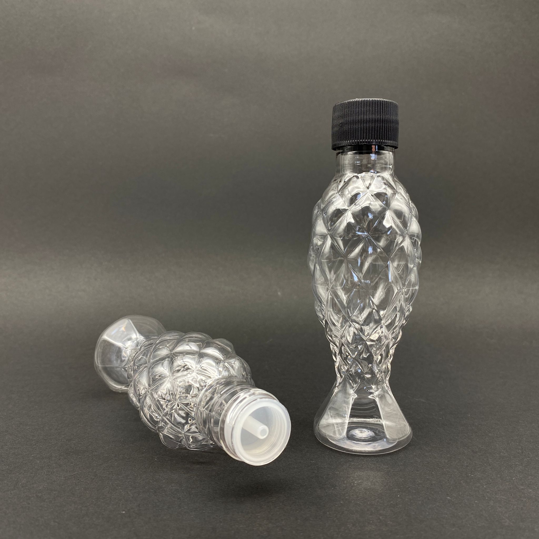 100 Cc Balıksırtı Şişe - Siyah Kapaklı - Kolonya Tıpalı - 100 Ml Plastik Kolonya Şişesi