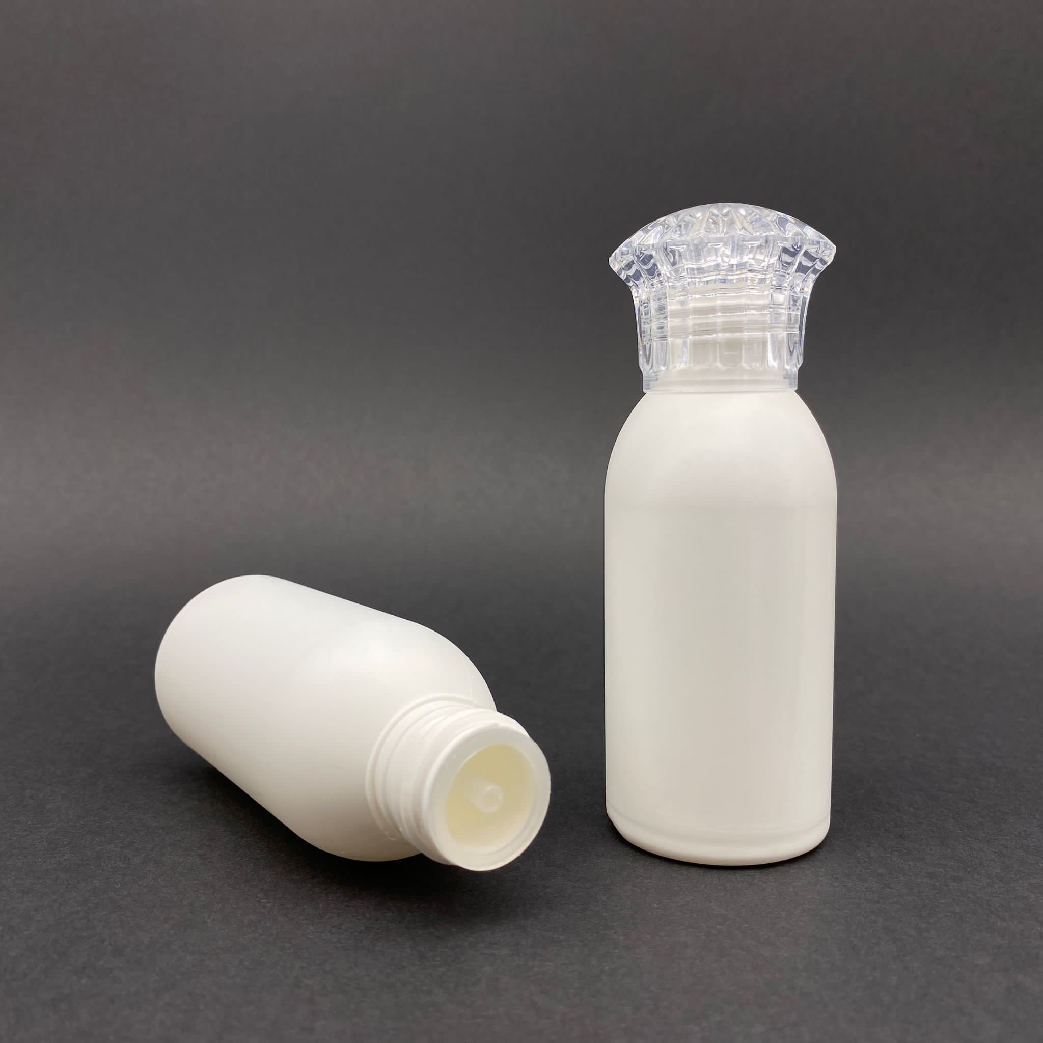 100 Cc Beyaz Polietilen Sert Şişe - Kristal Kapaklı - Kolonya Tıpalı - 100 Ml Kapaklı Plastik Şişe